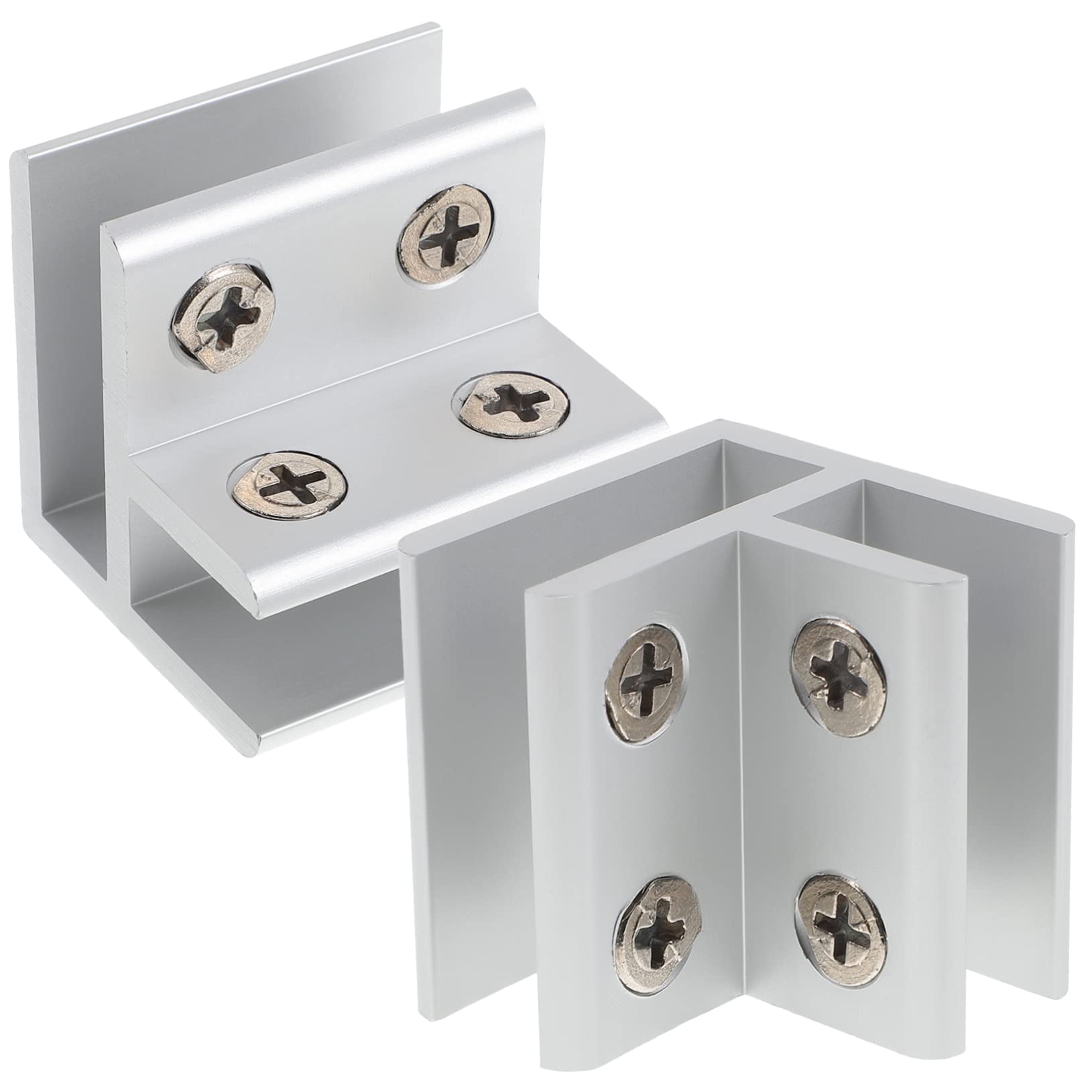 Holibanna 2pcs 90 Glass Clip Table for Clamps Handrail Brackets Railing Glass Cabinet Clips Furniture Clips Support Clips Glass Clamp Glass Fixation Clips Silver Aluminum Alloy