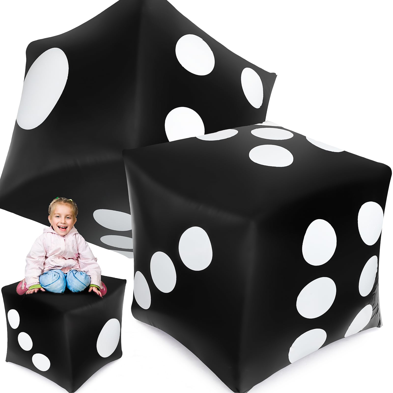Lunmon 2 Pcs 40 Inch Jumbo Inflatable Dice Fun Giant Inflatable Dice Set Blow up Float Toys for Indoor Outdoor Broad Lawn Game Casino Theme Ludo Pool