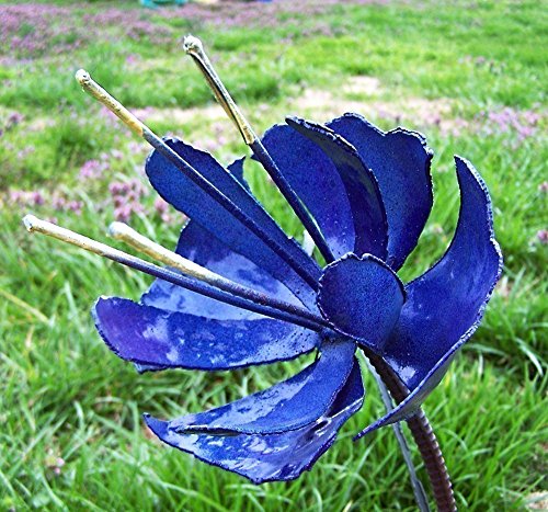 Blue steel garden stake Heather design