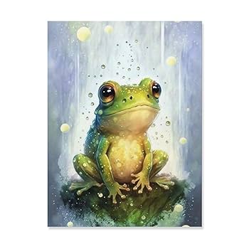 壁に取り付けられた油絵ハッピーグラスカエル抽象画 壁に取り付けられ