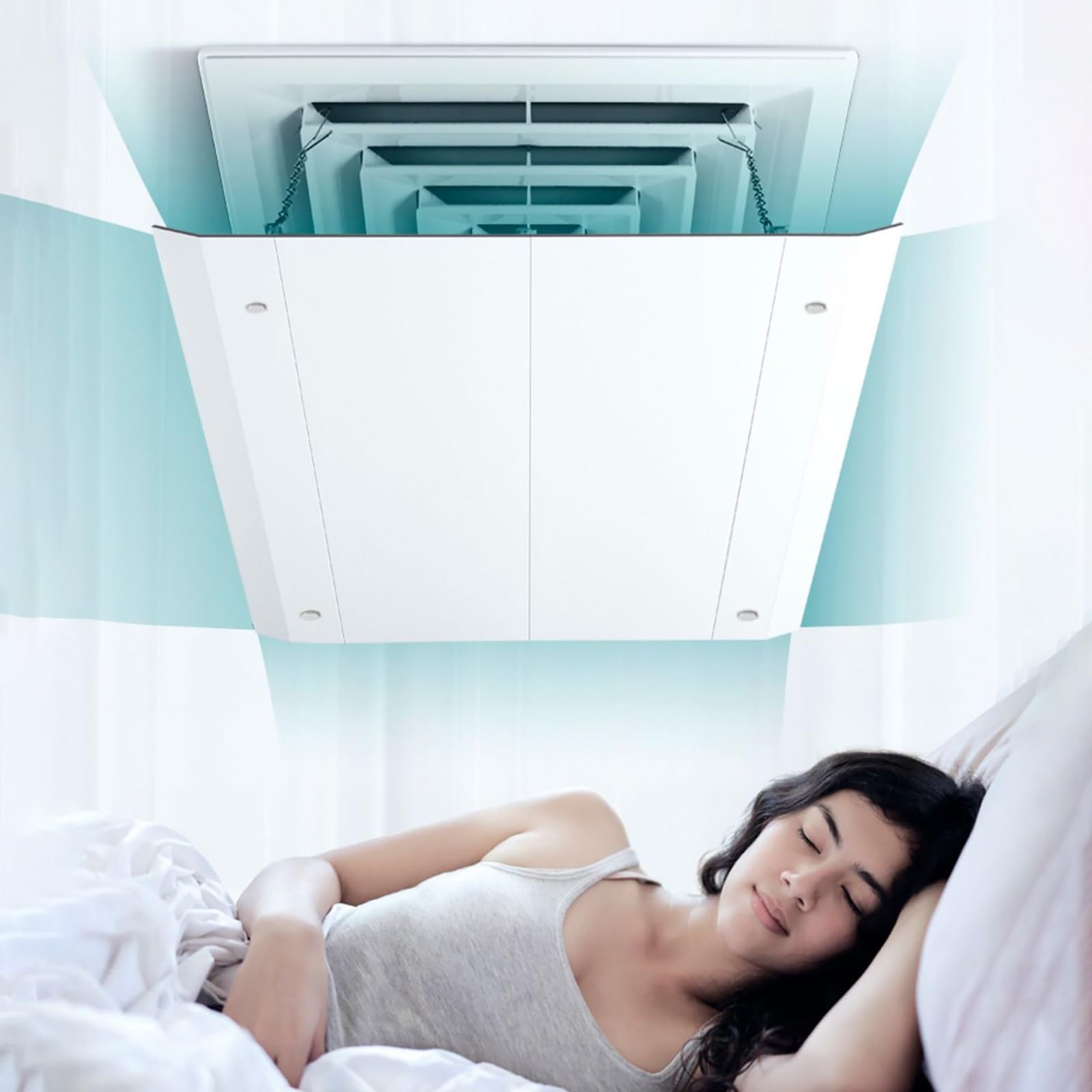 Deflettore Condizionatore Quadrato per Bocchetta Dell'aria Condizionata, Guida del Vento su Quattro Lati Deflettori Condizionatore, per Deviatore Aria Condizionatore a Soffitto di Uffici e Centri Comm