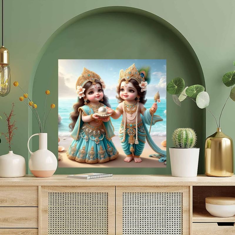 Image of British Terminal Cute little Bal Gopal Baby God Krishna| Kanha Ji | Laddu Lord Makhan Chor Painting Religious Poster for Pregnant Women for wall (matt thin vinyl,sticker,multicolor,unframed)| bj38