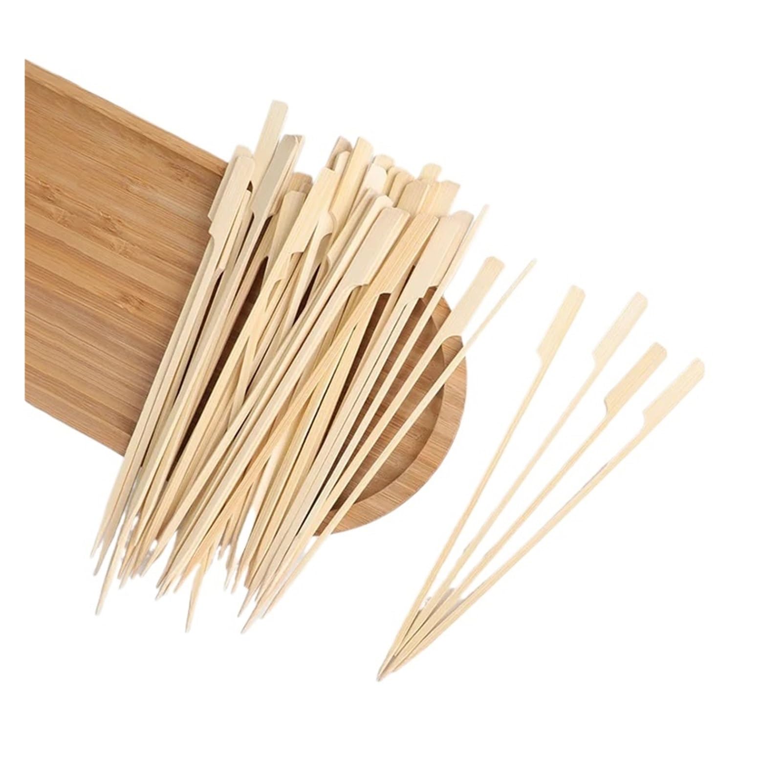 100 spiedini in bambù naturale per barbecue, kebab e frutta, ecologici, perfetti per feste in campeggio e utensili per grigliare (grigio)