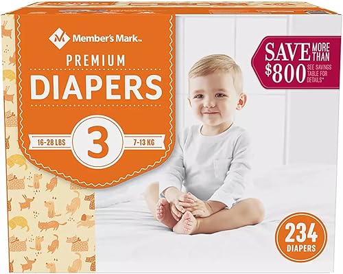 Members Mark Members Mark - Pañales para bebé, talla 3, 1628 libras, 234 unidades