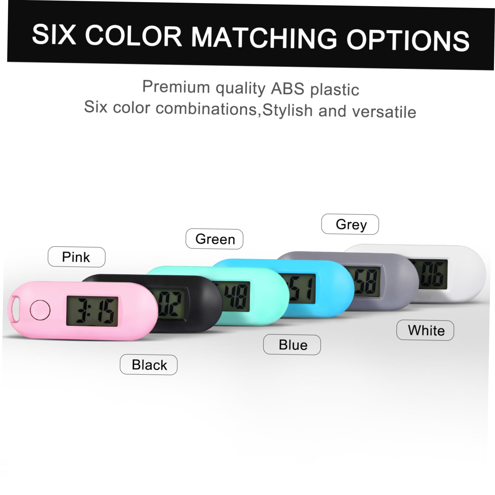 NUOBESTY Relojes De Silenciosos Luminiscentes Verde Azul Negro Rosa Gris para Estudiantes Exámenes Y Piezas X 3