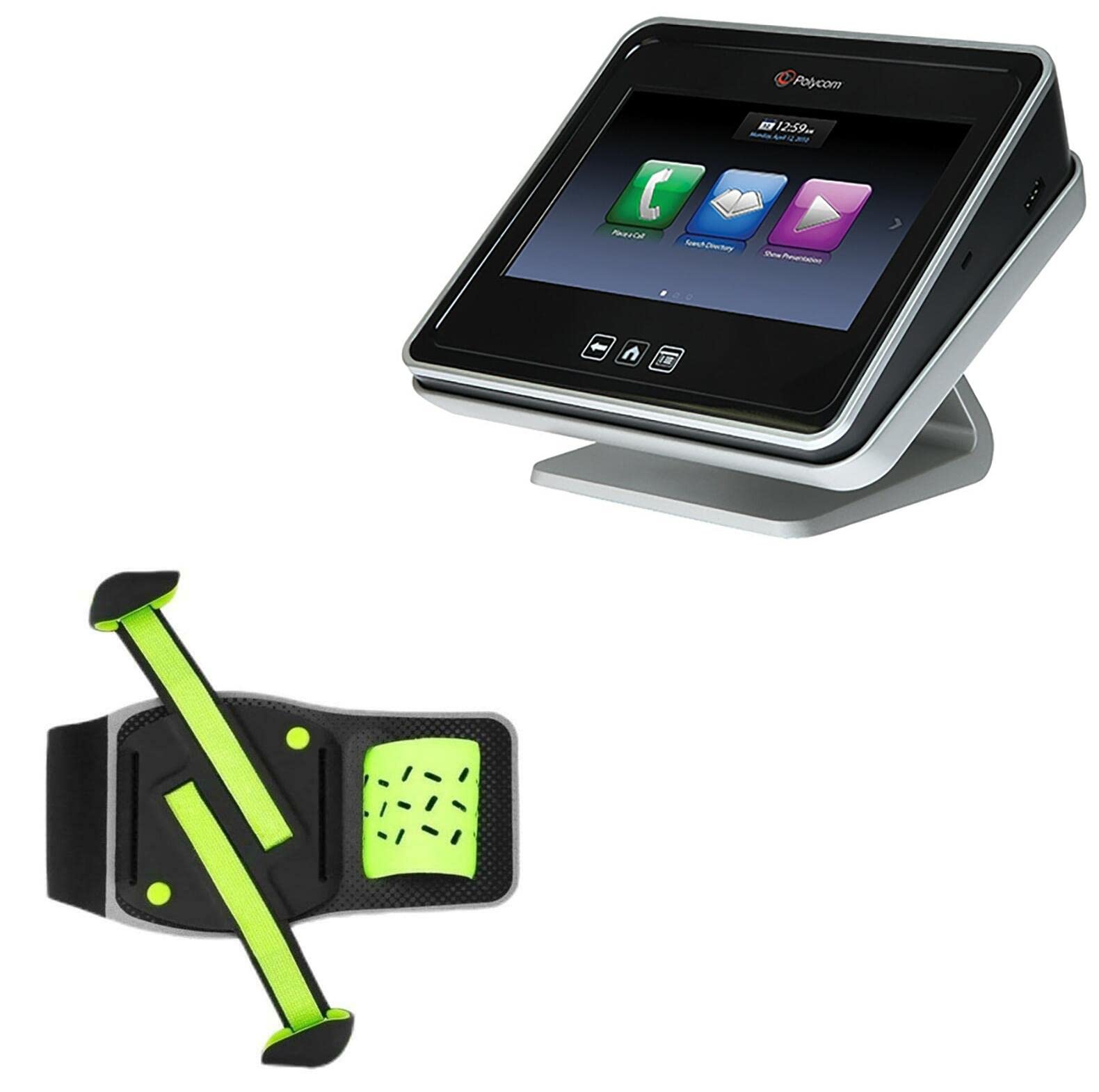 BoxWave Holster Compatible with Polycom Touch Control (7 in) - FlexSport Armband, Adjustable Armband for Workout and Running - Stark Green