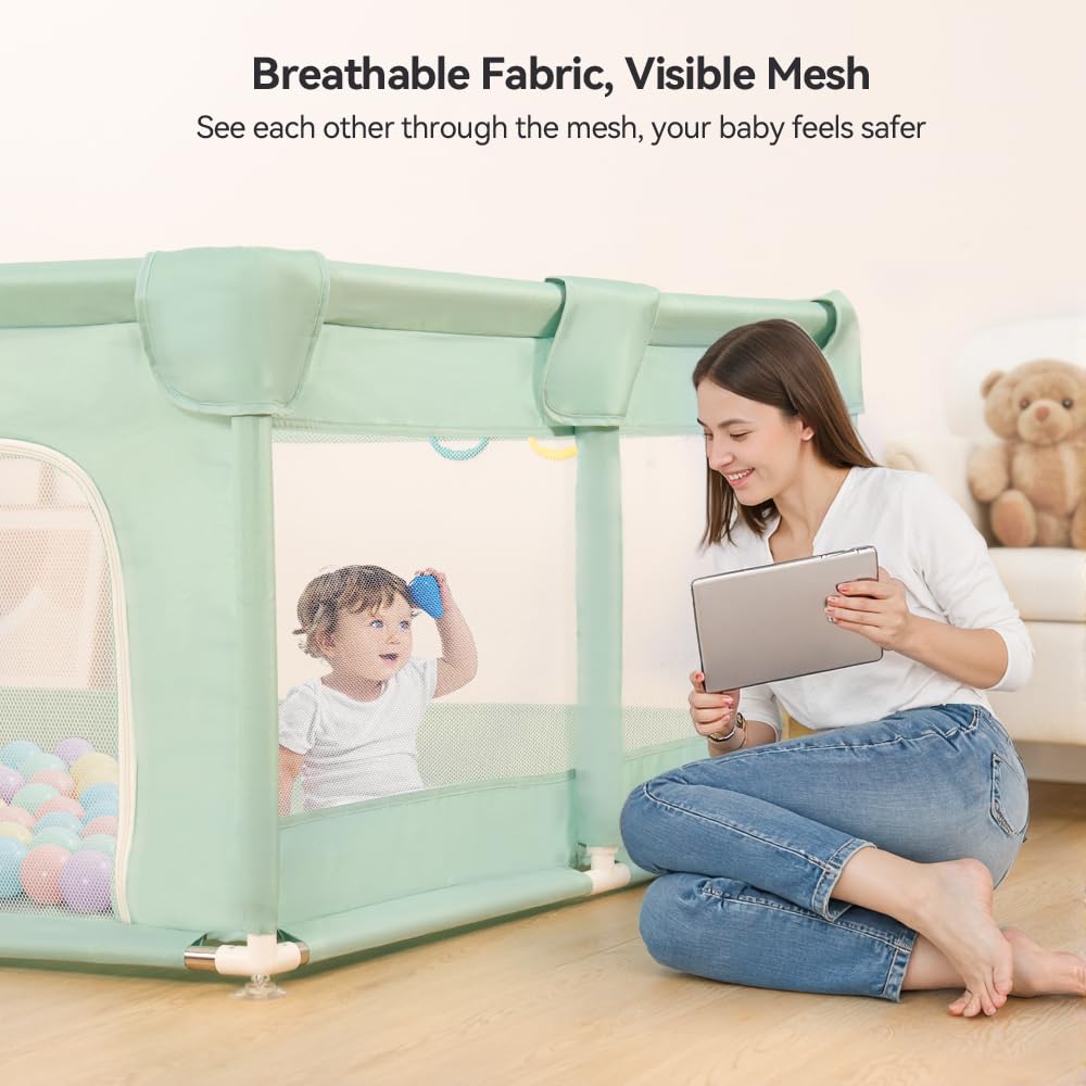 COMOMY Babybox 200 x 180 x 66 cm, box voor baby's en peuters, extra