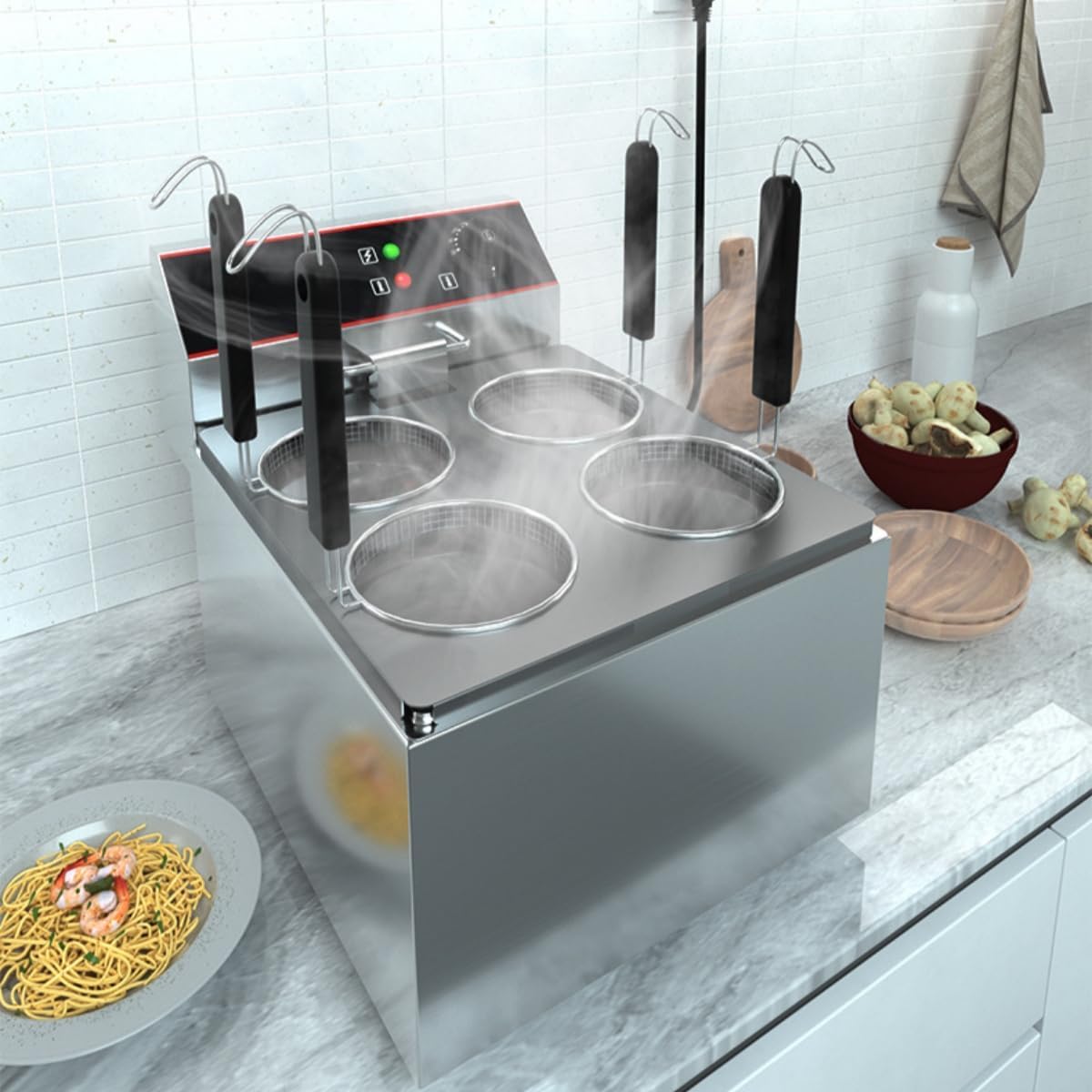 業務用　茹で麺機　茹で鍋 Amazon | Acnivkoデスクトップ麺調理機ゆで麺器 麺茹で器 ゆでめんき