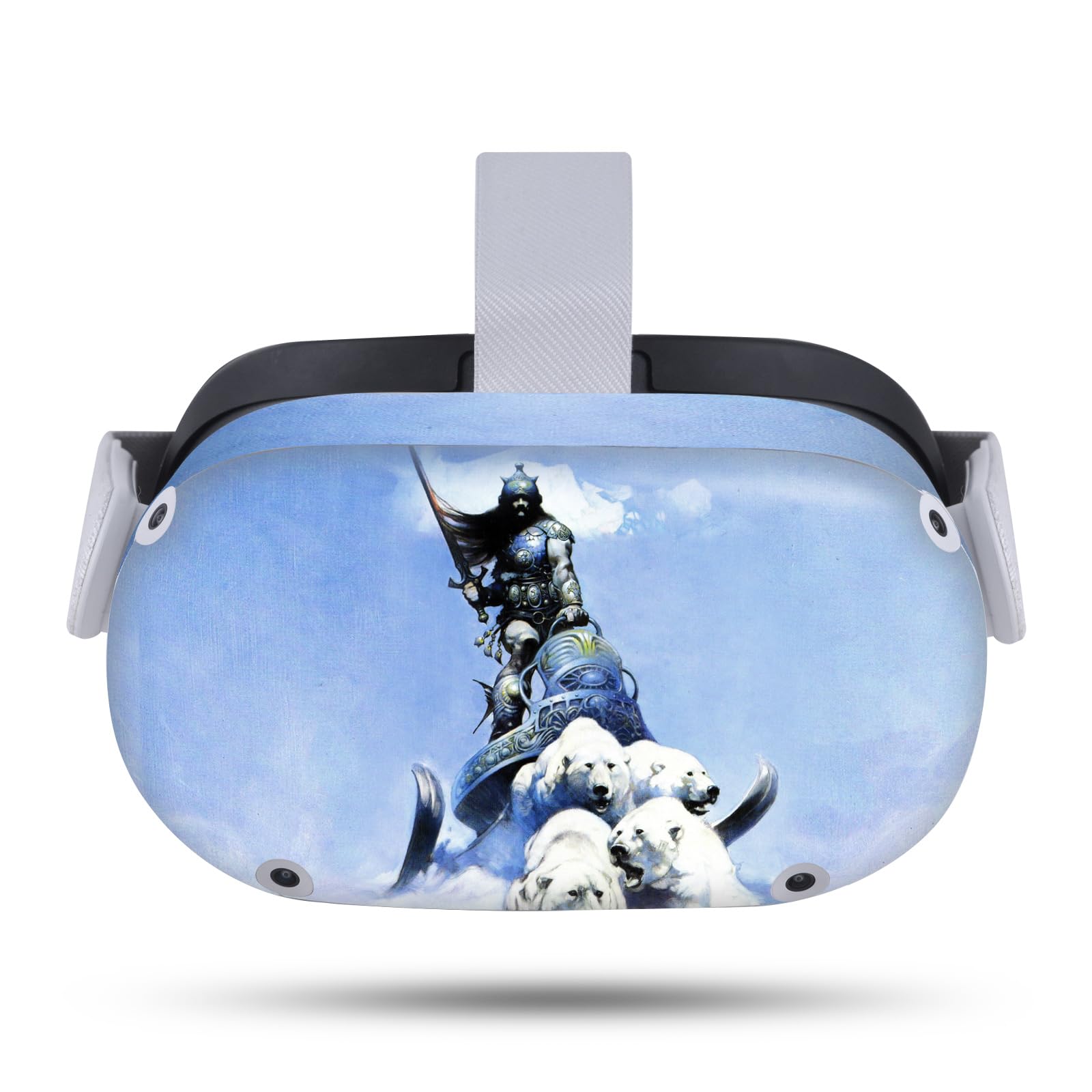 Head Case Designs Officially Licensed Frank Frazetta Silver Warrior Medieval Fantasy Art Vinyl Sticker Skin Decal Cover Compatible with Meta Quest 2