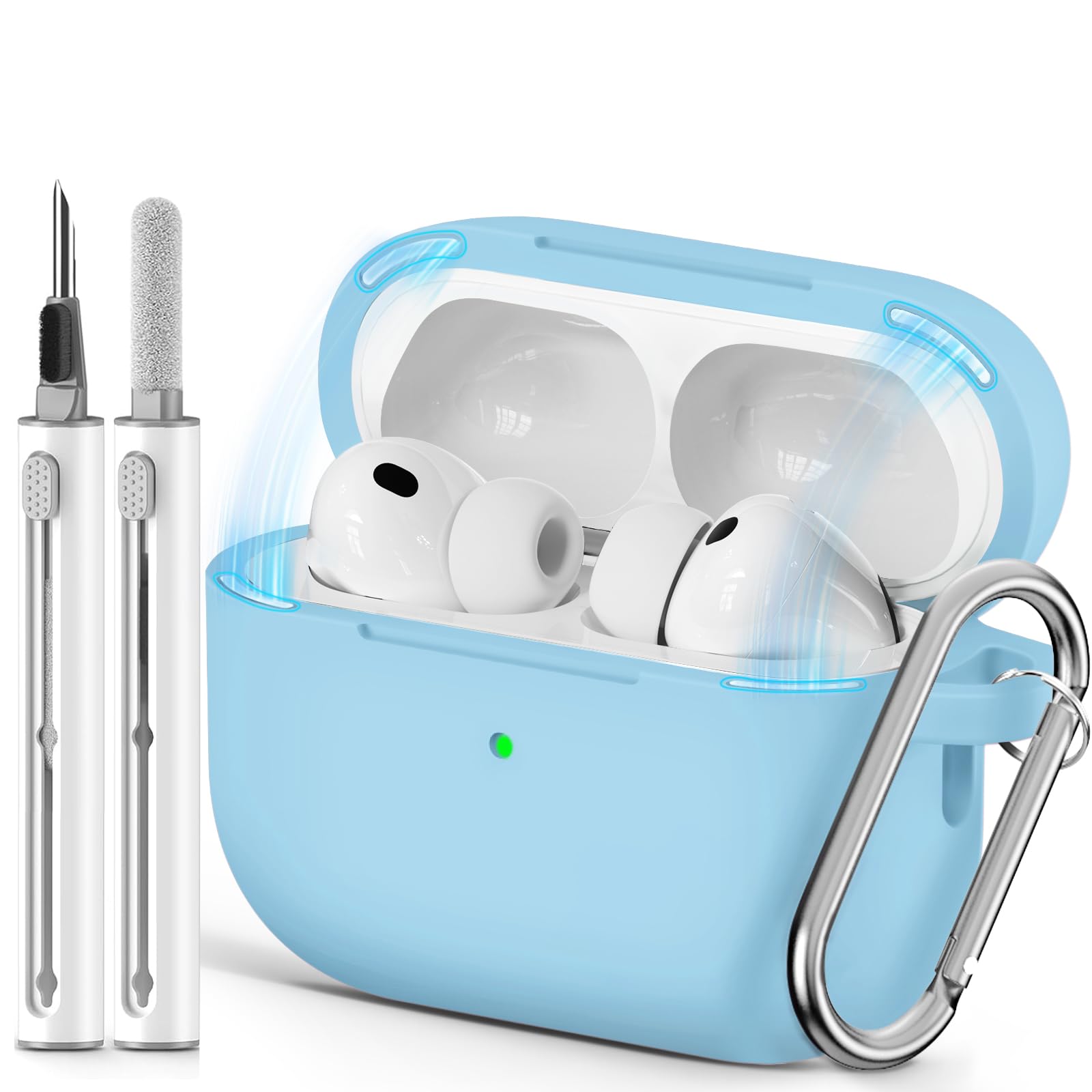 Inesore Compatible with AirPods Pro 3 Case with Cleaning Kit, Silicone Protective Case Cover for Apple Air Pods Pro 3rd (2025), Unisex Design - Black — view 92
