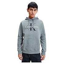 Calvin Klein Core Monologo Hoodie J30J320934, Felpe con Cappuccio Uomo, Grigio (Mid Grey Heather), XXS