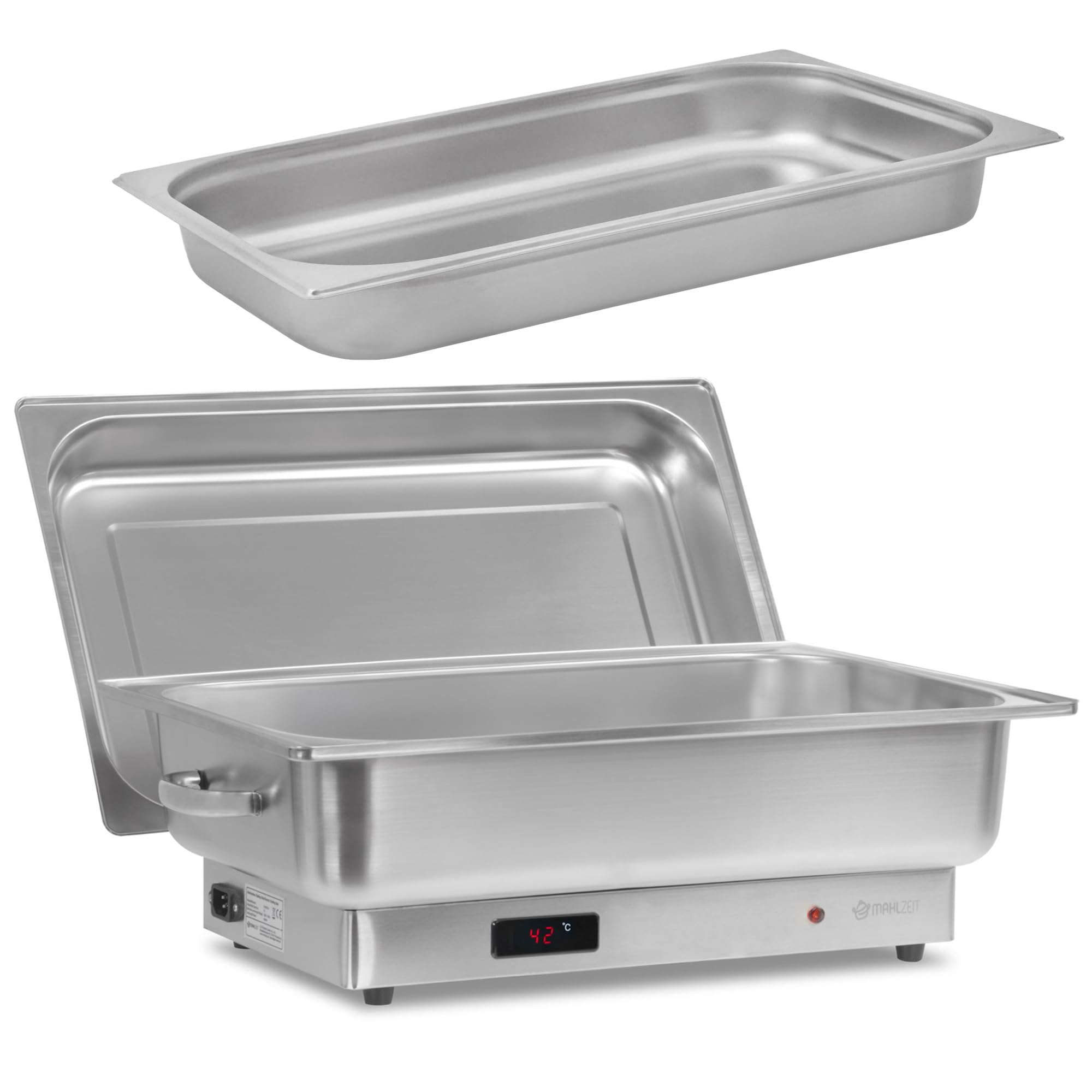 Mahlzeit Chauffe-Plats Électrique en Acier Inoxydable pour GN 1/1-9 litres - Jusqu'à 80 °C avec écran - Chauffe-Plats pour Buffet, Restauration et Fête