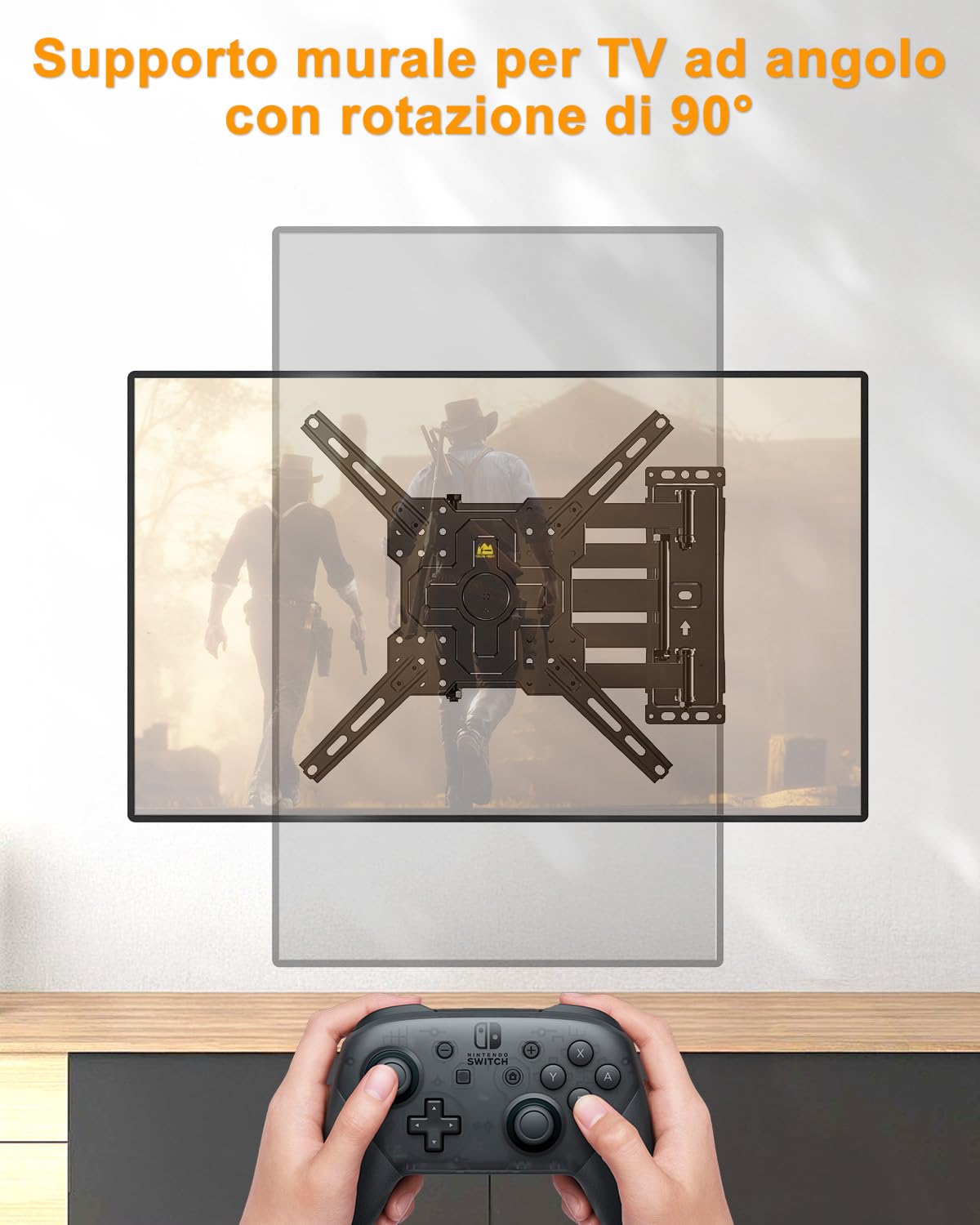 FORGING MOUNT Supporto TV Parete con Braccio Extra Lungo 1035mm per 26-65 Pollici fino a 35KG, Ruotabile a ±90°orizzontale/verticale con 3 bracci pieghevoli, Max VESA 400x400mm