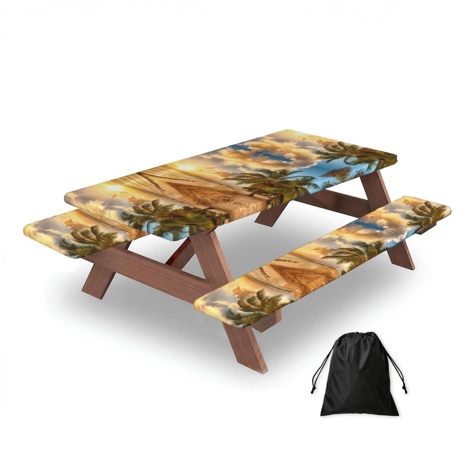 Ocean Sunset Scenery Rectangular water-repellent picnic tablecloths, outdoor camping, picnic, BBQ