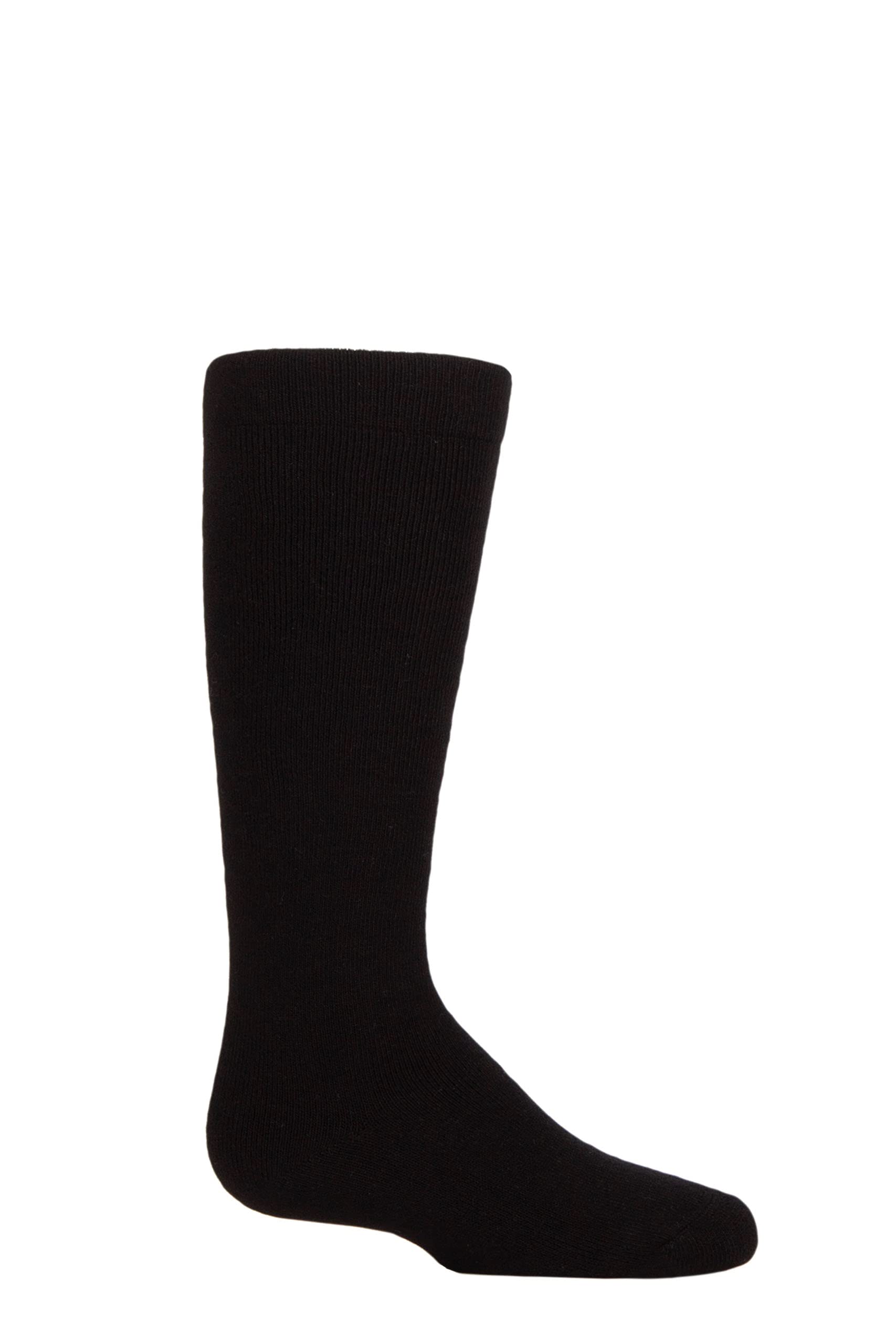 SockShop Kids Plain Wellyboot Full Cushion Bamboo Socks with Comfort Cuff and Smooth Toe Seams Pack of 1 Black 6-8.5