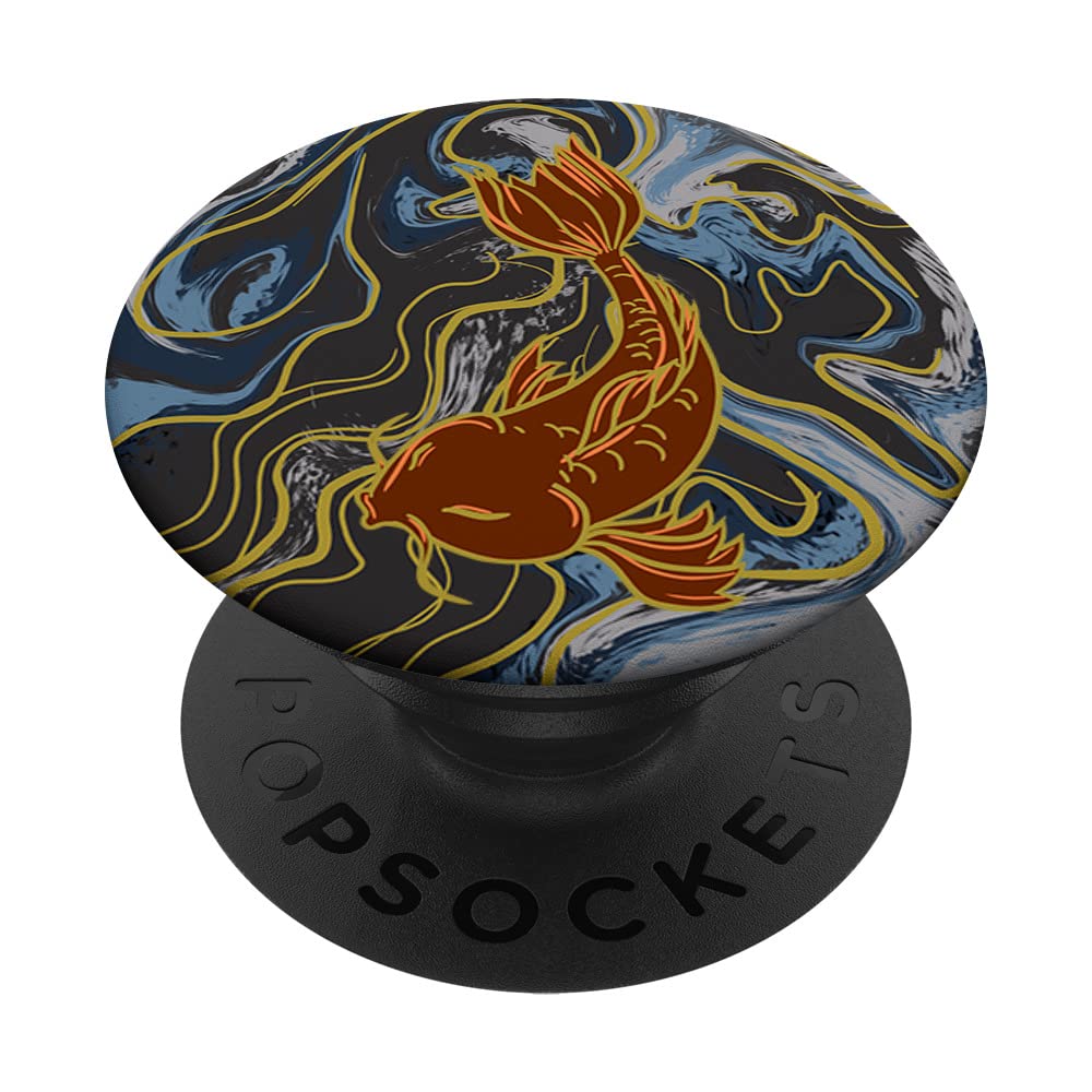 Koi On Water Nishikigoi Carp Japanese Art Fish Lover Artist PopSockets Swappable PopGrip