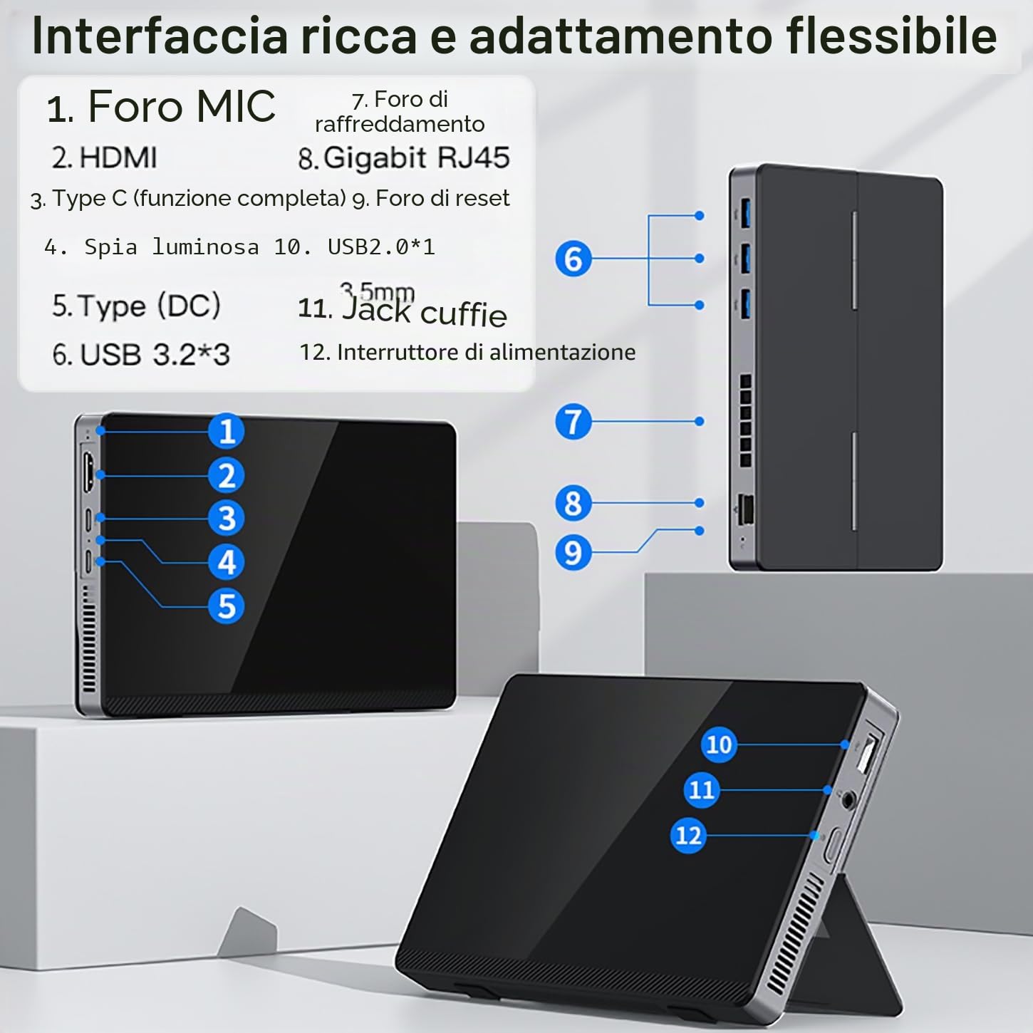 Mini PC Computer N200 con Schermo, Tablet con RAM 16GB Integrato, 512GB SSD | N200 (Aggiorna N150), Wifi6 BT5.2 Batteria 3400mAh, Portable PC 7 Pollici Schermo Tattile con Ventola