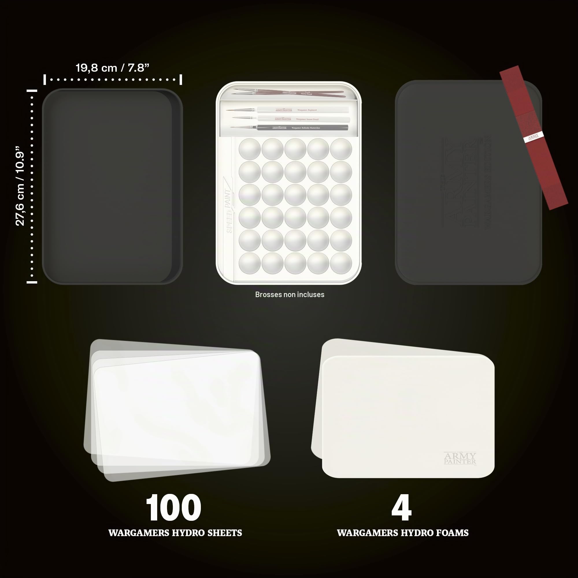 The Army Painter Wargamers Edition Wet Palette XL Bundle, pour Ensemble de Peintures Acryliques Incluant 100 Hydro Sheets et 4 Hydro Foam - Peinture de Miniatures et de Modèles