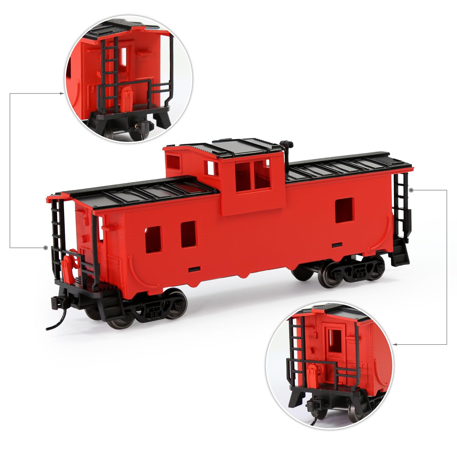 Evemodel C8763 1 Einheit lackiert 1:87 HO Maßstab 36' Wide Vision Caboose Wagons Modelleisenbahn (rot)