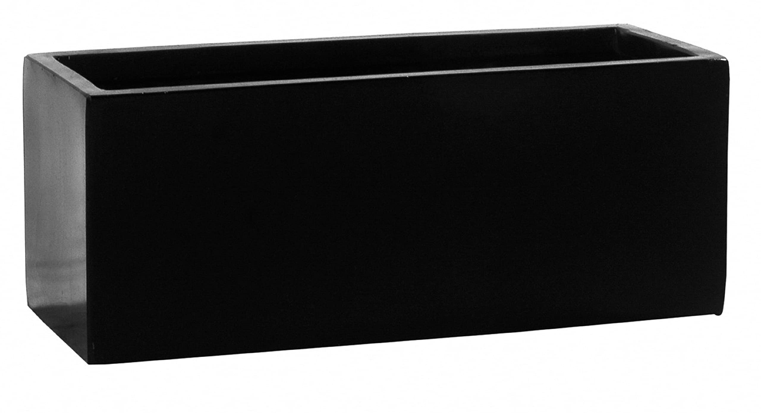 Black Flower Pot Modern Rectangular Balcony er Box 8"H x 8"W x 20"L - By Pottery Pots - The Essentials series