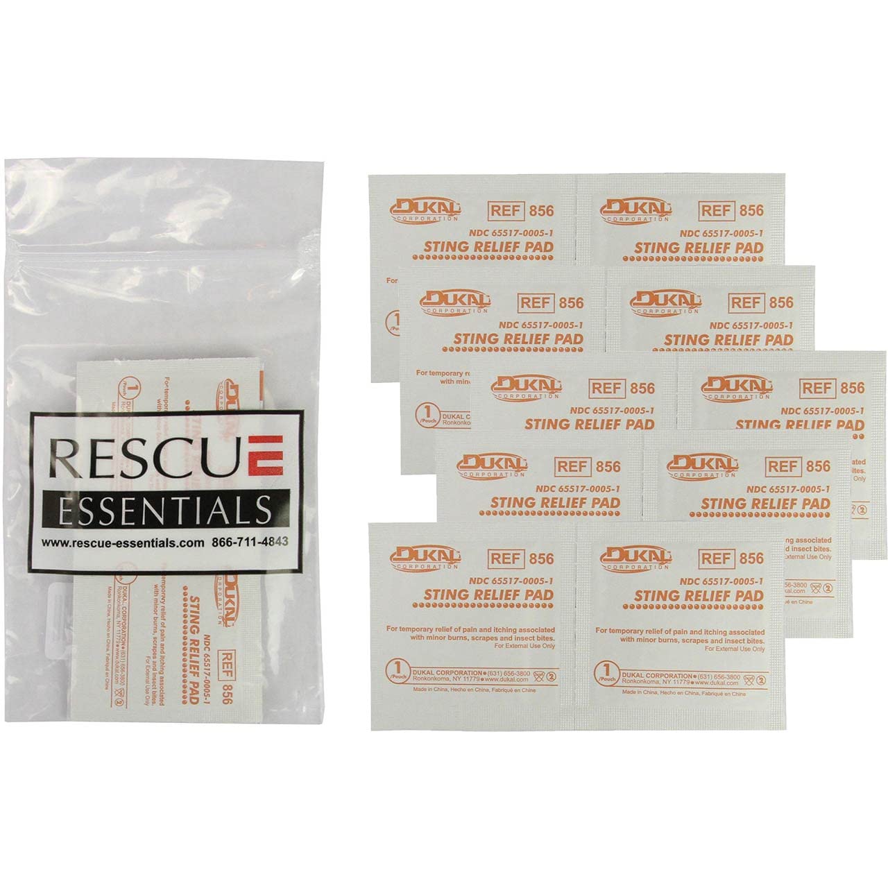 Rescue Essentials Sting Relief Wipes (10 pack)