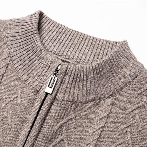 Men's Fall Winter Half-Zip Warm Sweater Solid Color Long Sleeve Half High Collar Knitted Pullover4