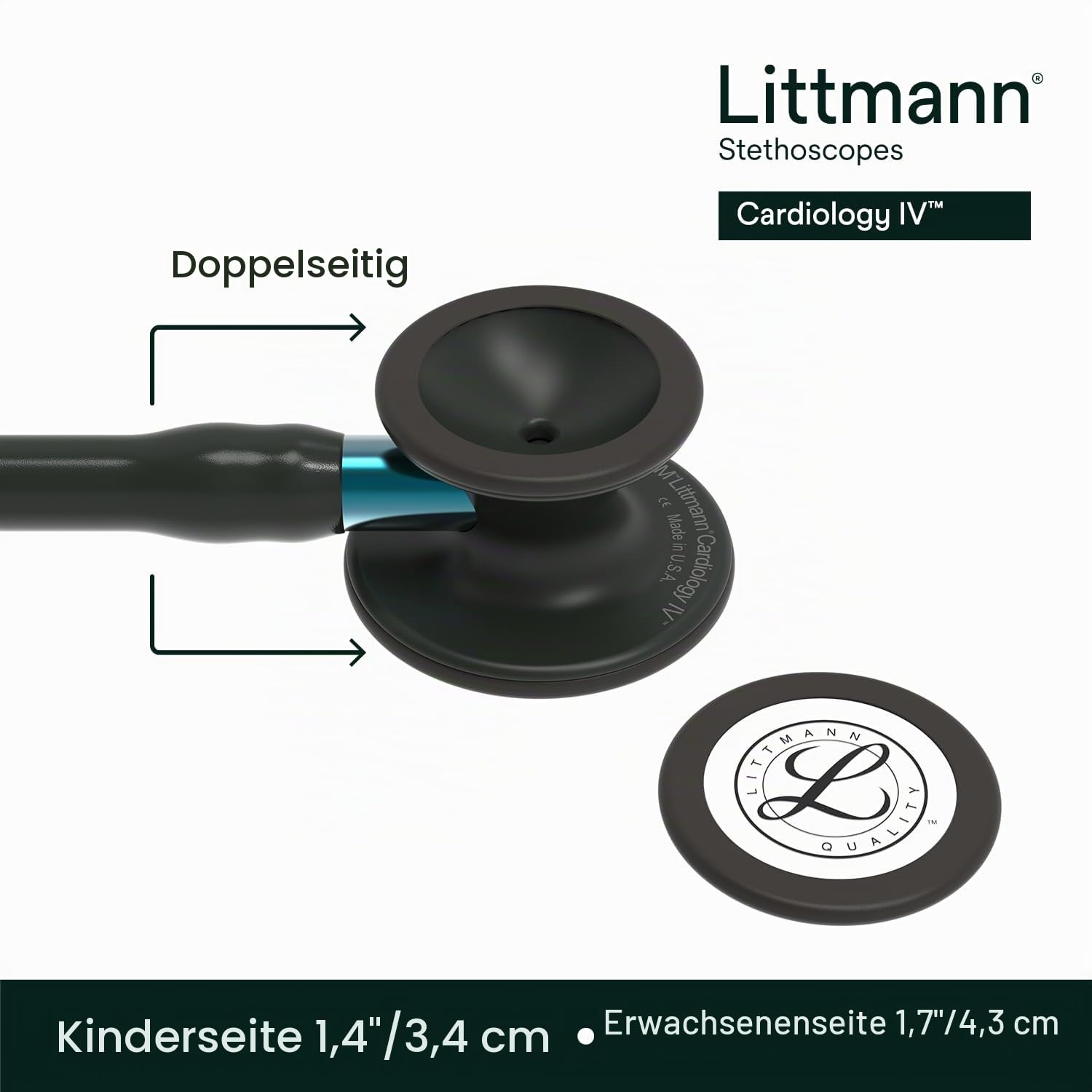 Littmann Cardiology IV Stethoskop, 6201, Schlauch Schwarz