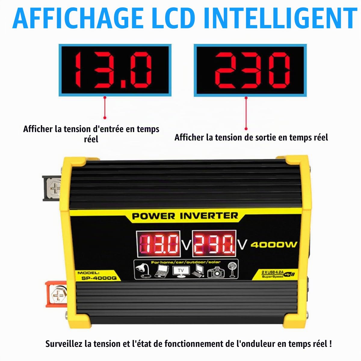 Kit Panneau Solaire Camping Car 400 W, Panneau Solaire Flexible 18W18V + Contrôleur 30 a + Onduleur, pour Camping-Car, Bateau, Tente, Voiture, Remorque Black-220V