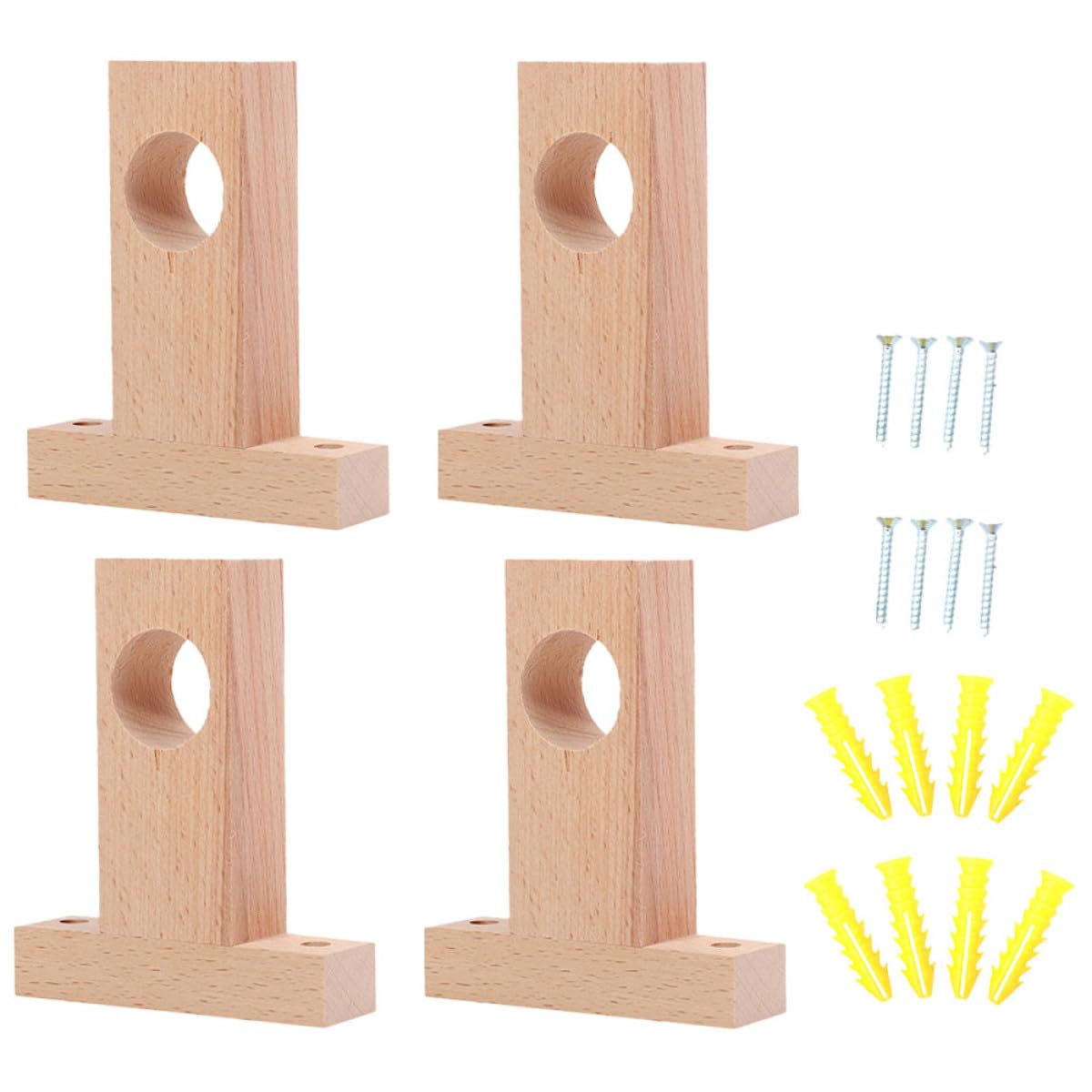 BESTYASH Supporti 4 Pezzi Bastoni Legno per per Tende Beige