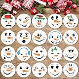 20 Pieces Christmas Snowman Face Stencils Reusable Winter Snowman Stencils Templates Xmas Holiday Drawing Stencils for Painting on Wood Block Wall Paper Fabric