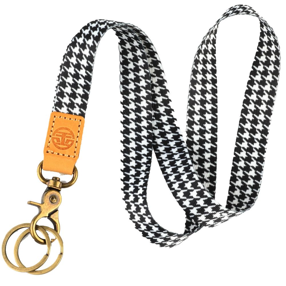 glodentai Lanyard for Keys, Cool Neck Strap Key Chain Holder, Long Lanyard for ID Badges Wallet, Black Houndstooth, Default