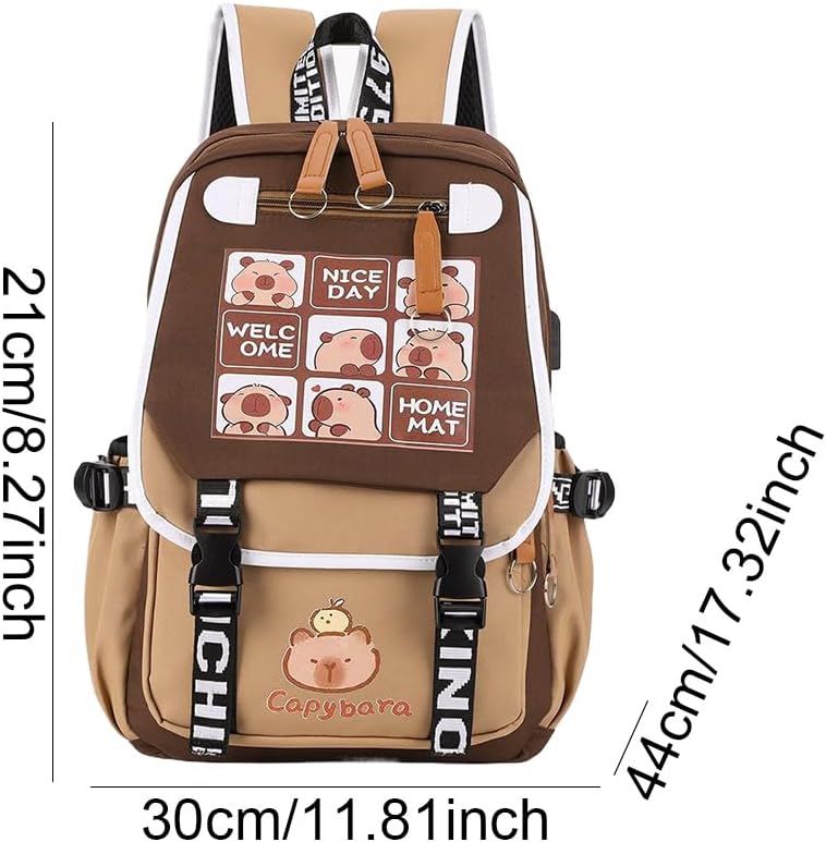 Cartoon Capybara Backpack Kawaii Backpack Cute Flap Backpack Casual Daypacks Ita Bag - Image 2