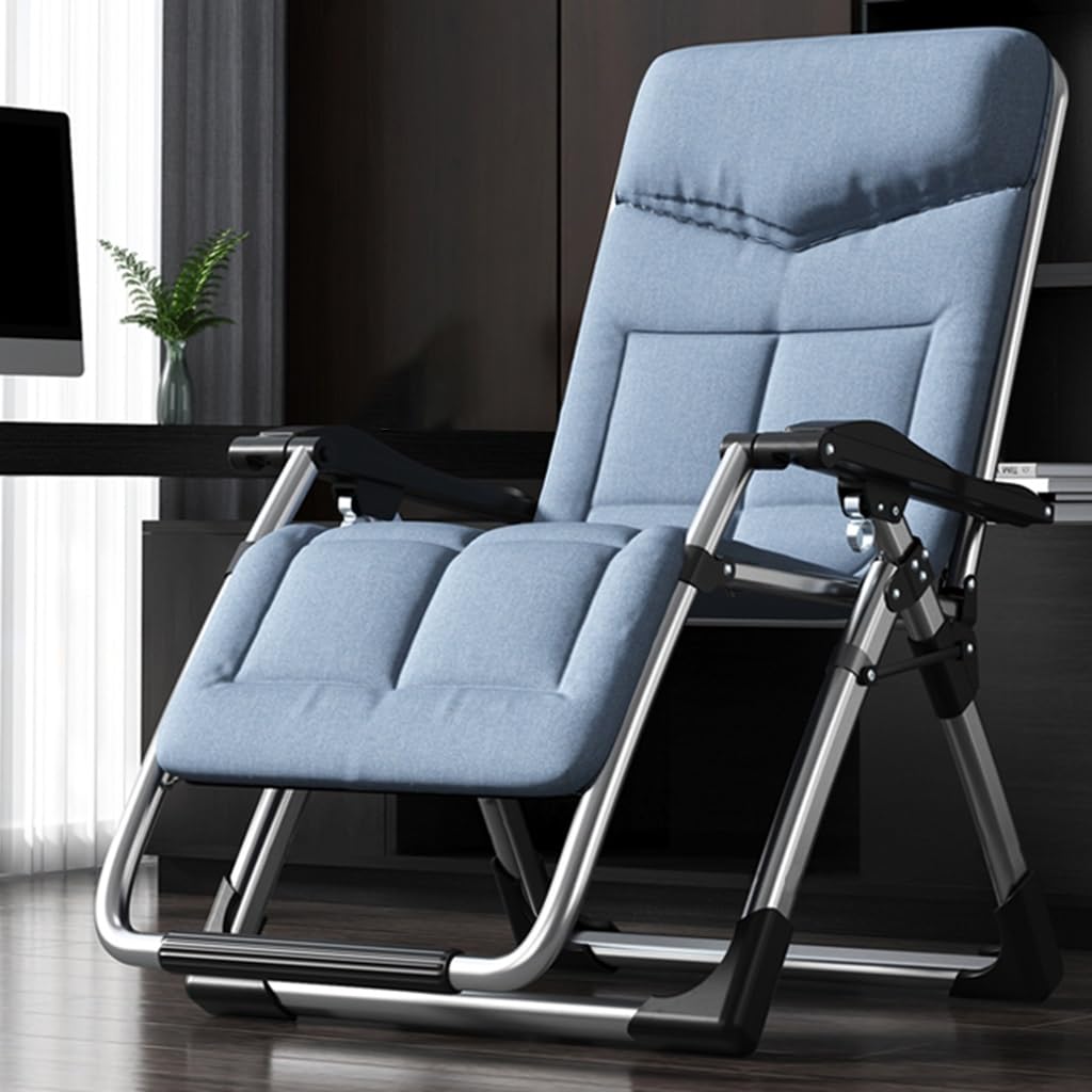 Fauteuil inclinable d'extérieur pliable zéro gravité avec porte-gobelet à angle réglable pour terrasse, plage, camping - Bleu