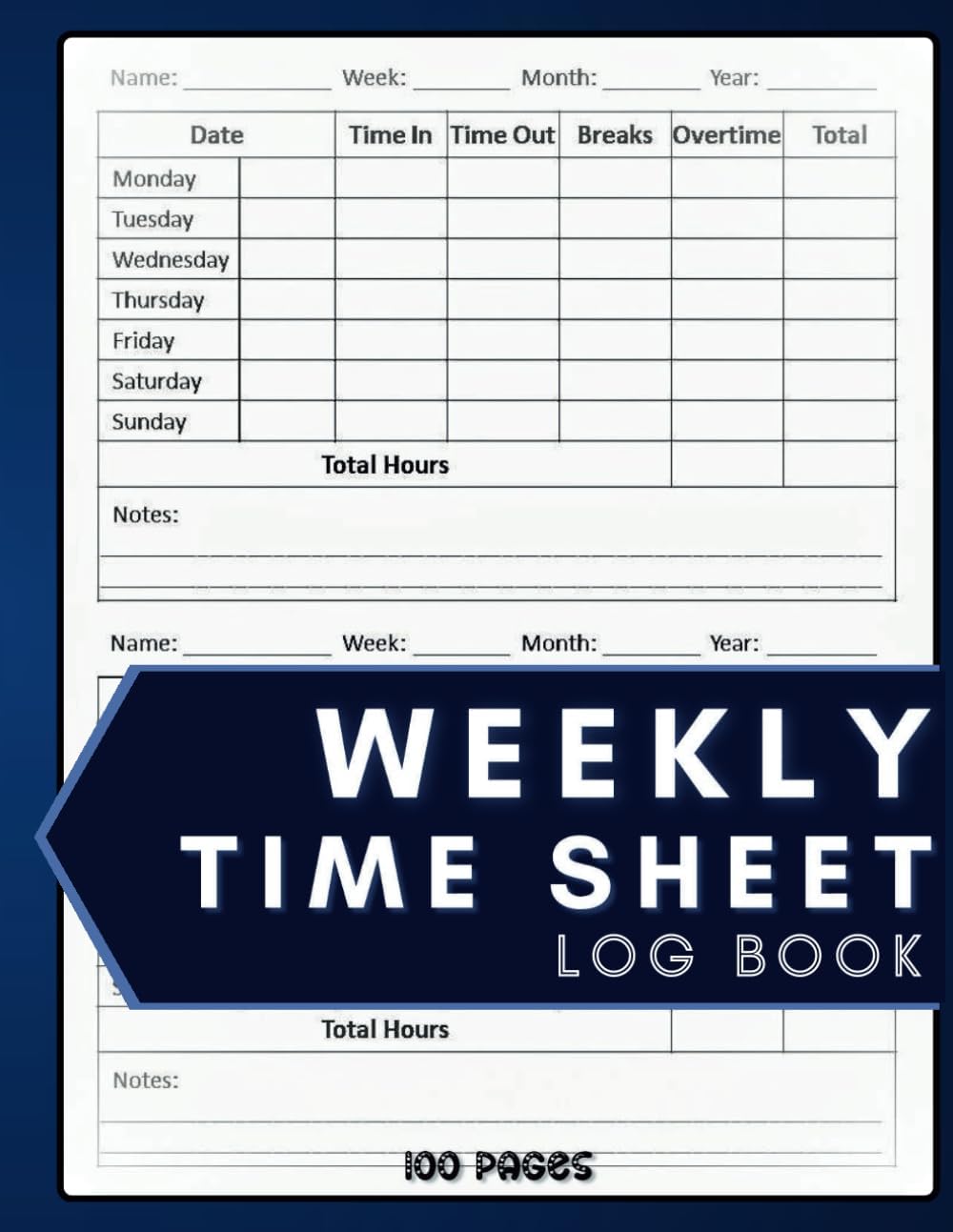 Daily Time Sheet Log Book: | Timesheet Record for Work Hours | Employee In and Out Log | Comprehensive Work Time Record Book | 8X11 | 100 pages.