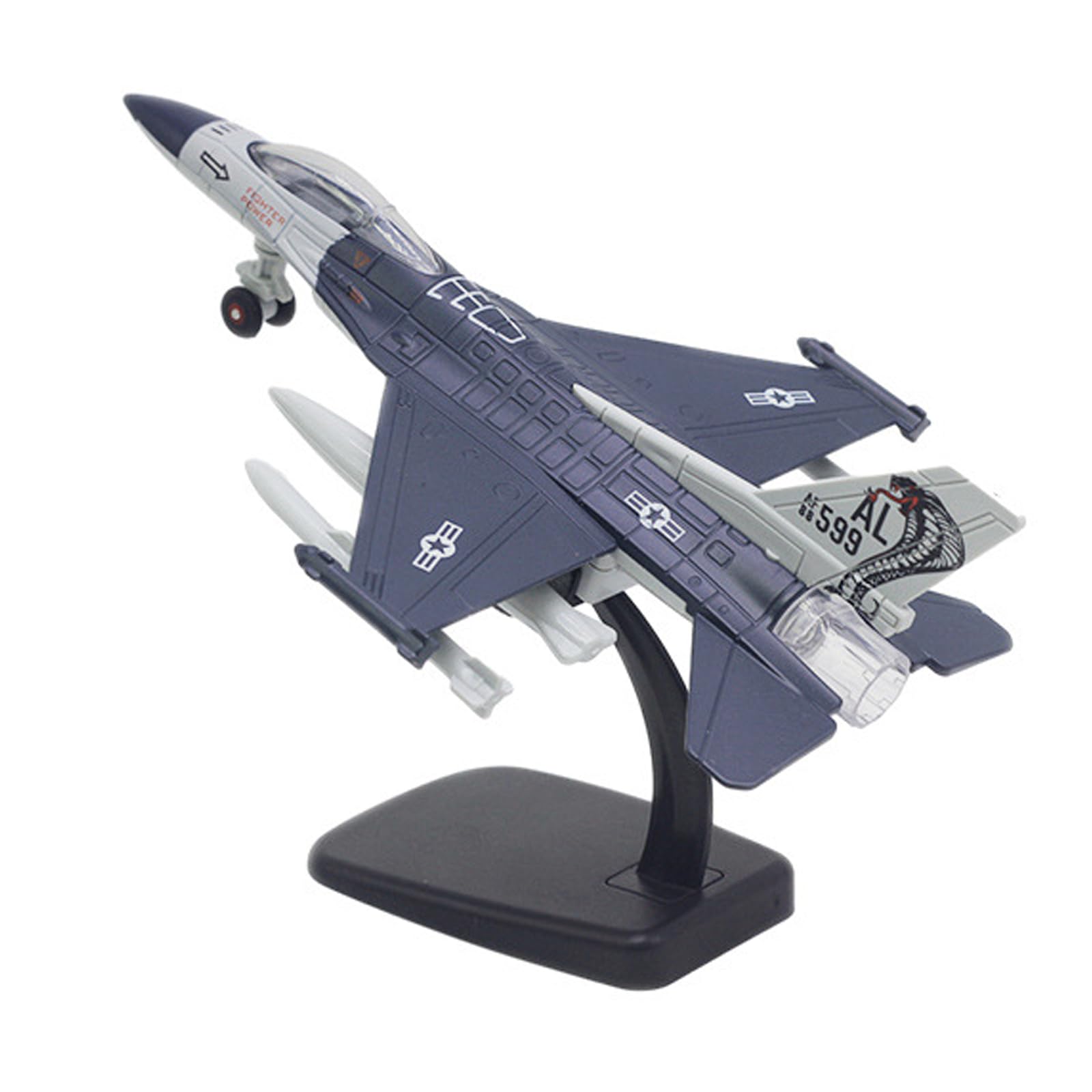 Modello di aereo in lega — Jet da combattimento F-16, aereo militare in lega, regalo di compleanno per ragazzi, modello militare da collezione (base inclusa)
