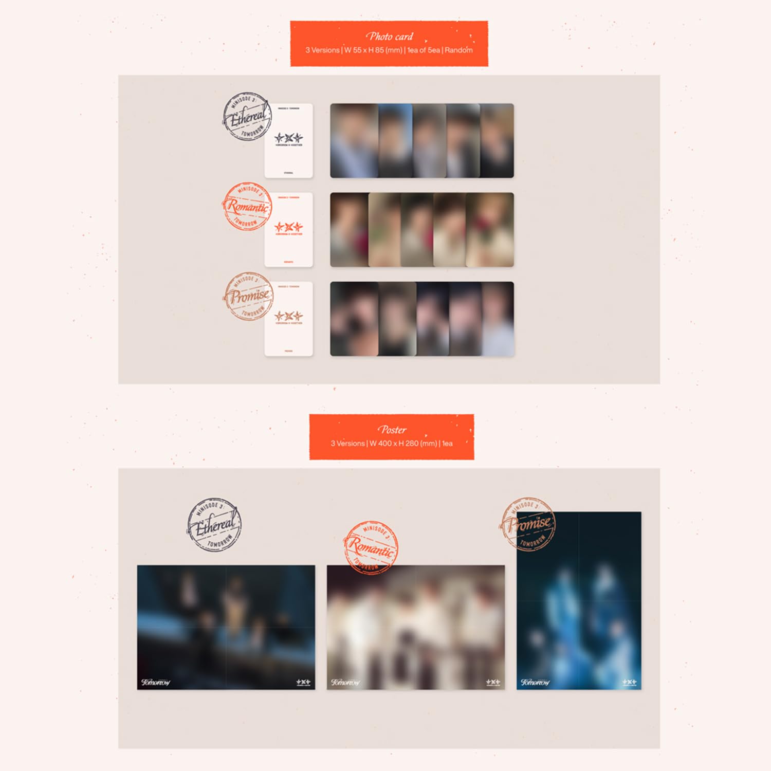 TXT - [MINISODE 3 : TOMORROW] (Romantic Ver.) Photo Book + Bookmark + Lyrics + CD-R + Postcard + Photo Card + Sticker Pack + Poster + 5 Extra Photocards
