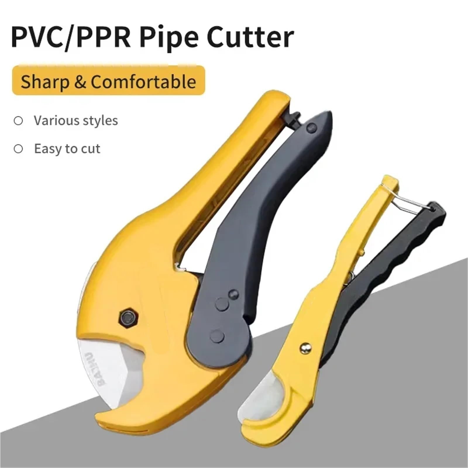 Cortador de tubos aleación aluminio, tijeras trinquete, cortador PVC, PU, PP, PE, herramientas manuales for cortar mangueras para Herramientas de Electricista(0-42mm)