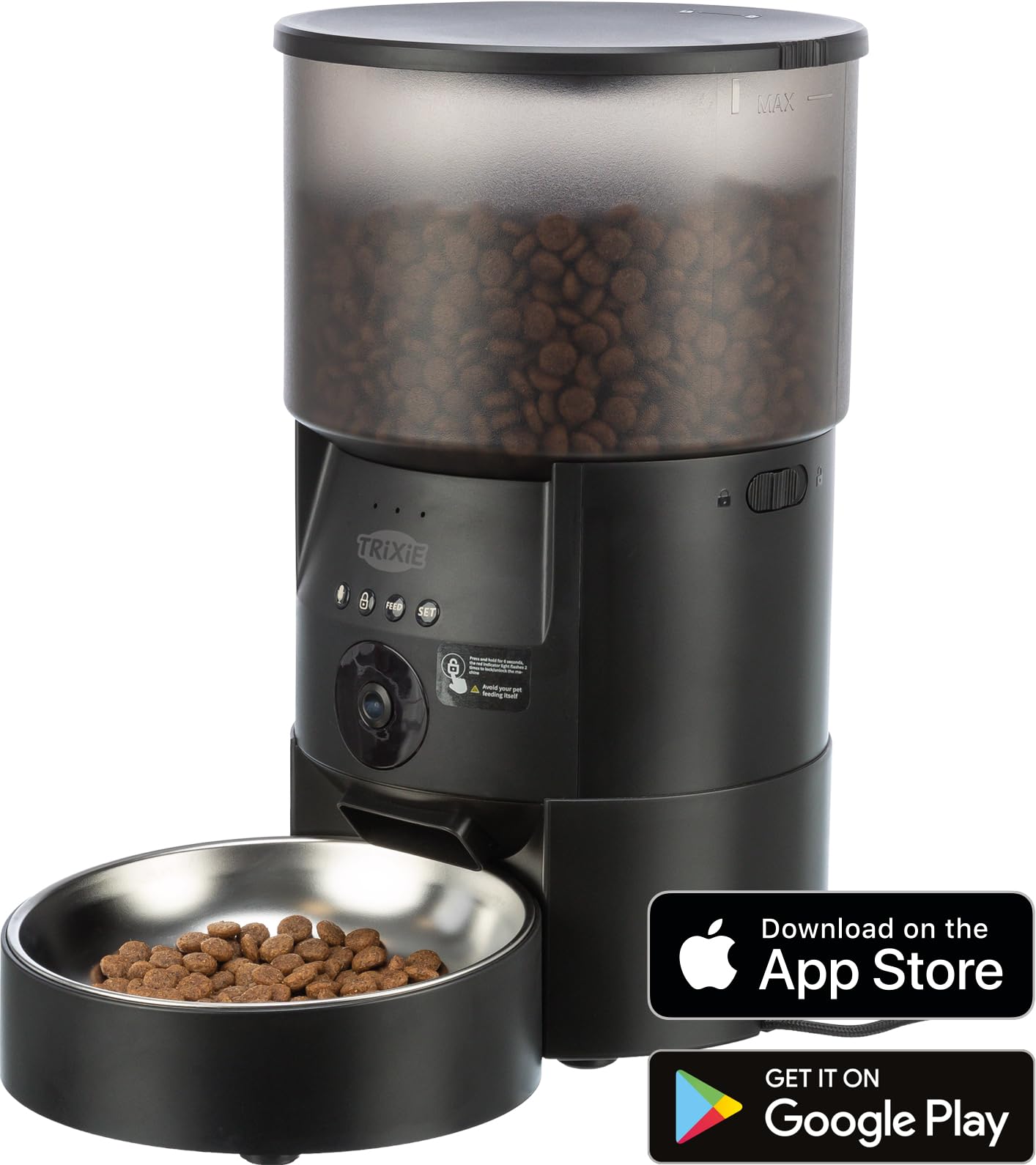Trixie Distributore automatico di cibo TX-C Smart 3.0L con videocamera per Cani e Gatti