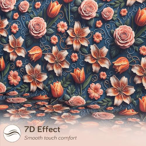 Image of HOKIPO 'Nature Muse' 1 PC Backrest Mat for Sofa Cover | Premium HD Printed Holland Velvet Mat, Nocturne Rose (IN-922-L-D2)