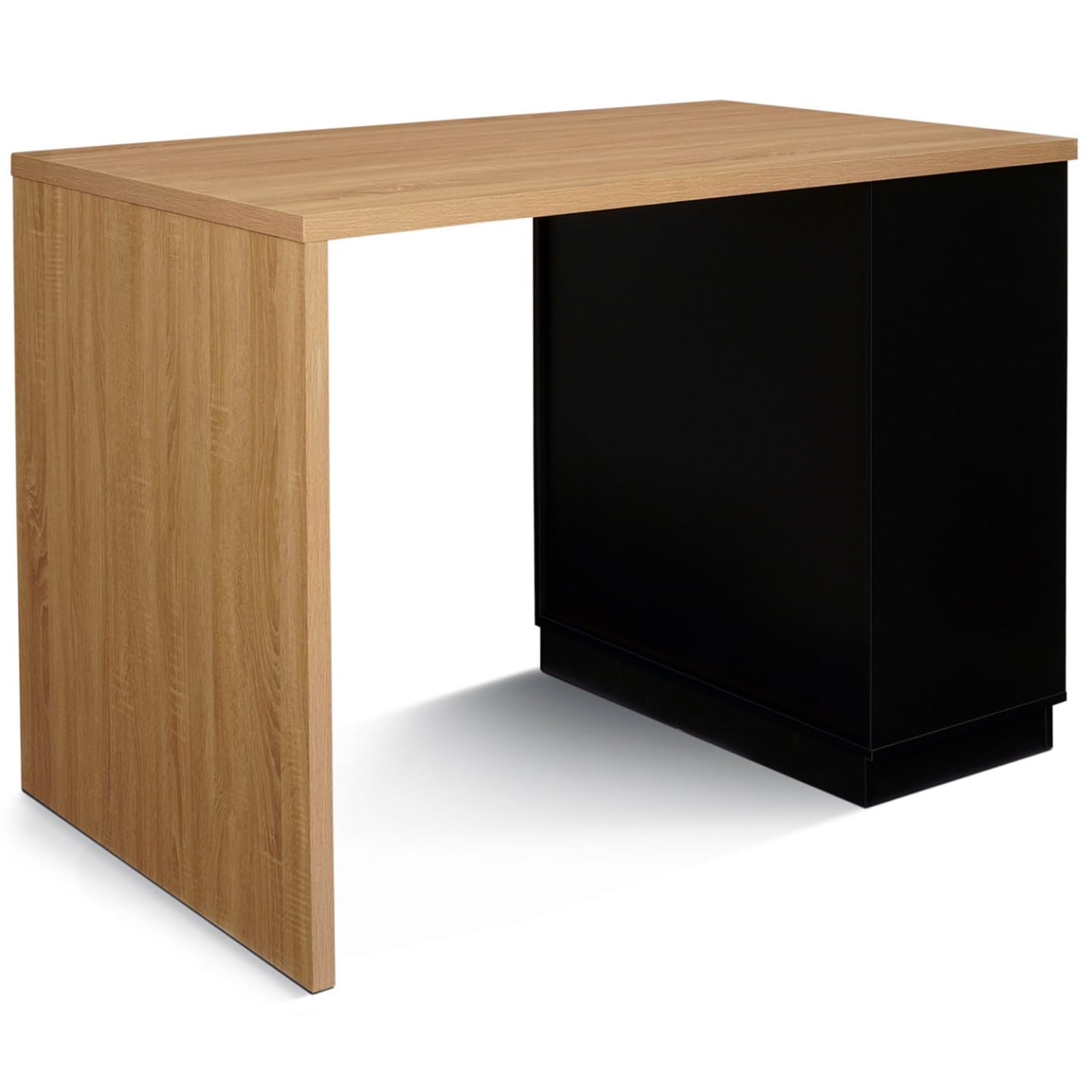 IDMarket - Ilot central mange-debout 4 personnes VITO 130 cm noir et plateau bois