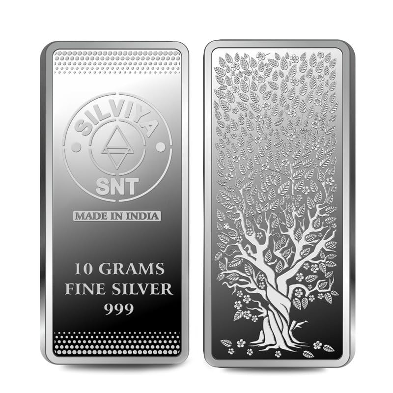 SILVIYABIS Hallmarked Beautiful Silver Coin - 999 Pure with Banyan Tree & Peacock Design (10g, 20g, 50g, 100g) - Elegance - Style - Ideal for Every Occasion - With Authenticity Certificate