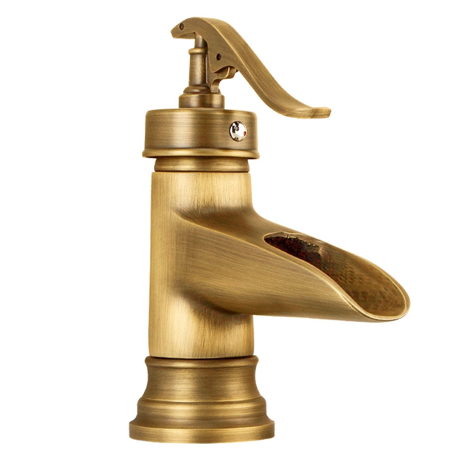 SOHNVWTGD Vintage Waterfall Bathroom Basin Mixer Tap with Single Handle Antique Short Design