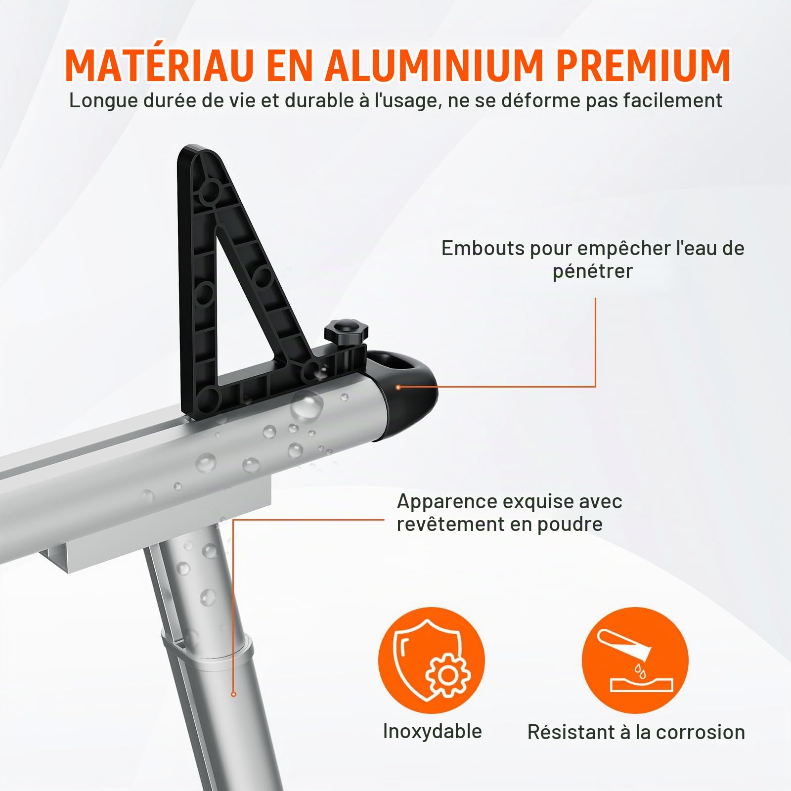 Garvee Barres de Toit pour Pick-up, Réglables 90-180,3cm, Capacité 363 kg