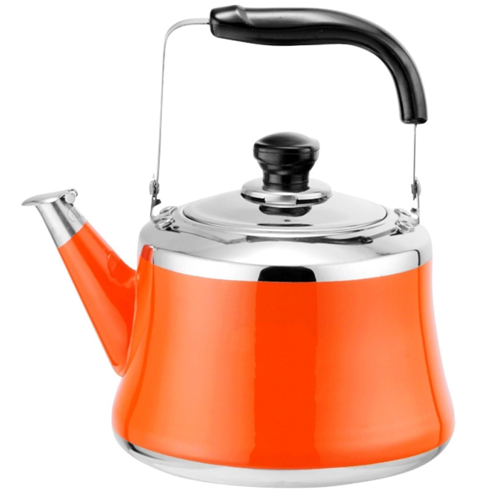 Bonita tetera silbante de acero inoxidable con infusor extraíble(Orange,1.6 Quart)