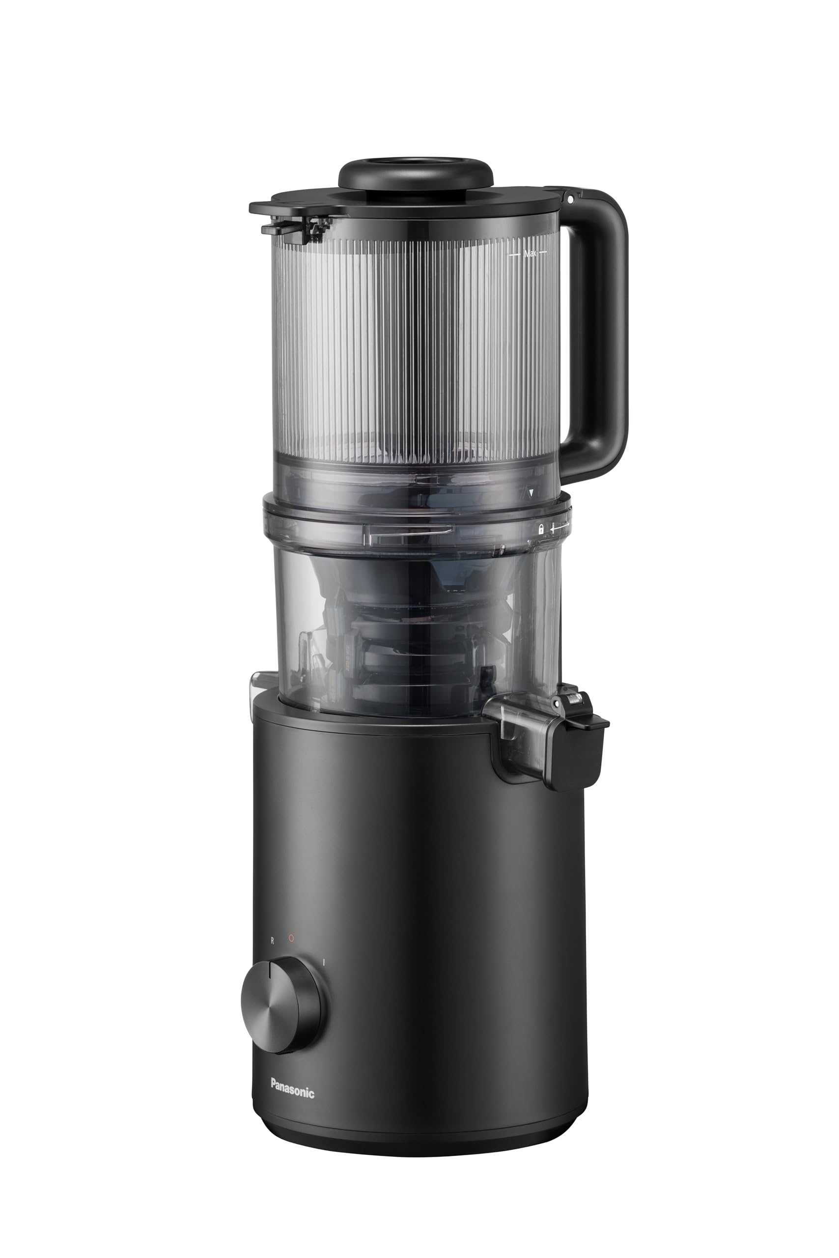 Panasonic MJ-L900KXE, Extracteur de Jus, Capacité de 1,5 L, Ouverture de 120 mm, 55 tr/min, Filtre sans Grille, Lavable au Lave-Vaisselle, Nettoyage Facile, Fonction Sorbet, Noir