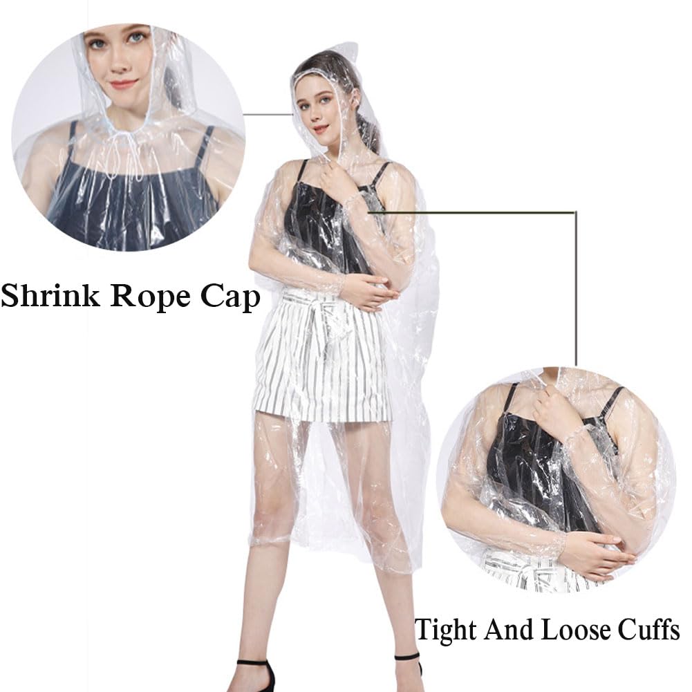 6pcs Ponchos Pluie Transparent Imperméable,Poncho Pluie transparent,Transparent Plastique Poncho Pluie,Extérieur Imperméable Poncho,Ponchos à Capuche Adulte Raincoat