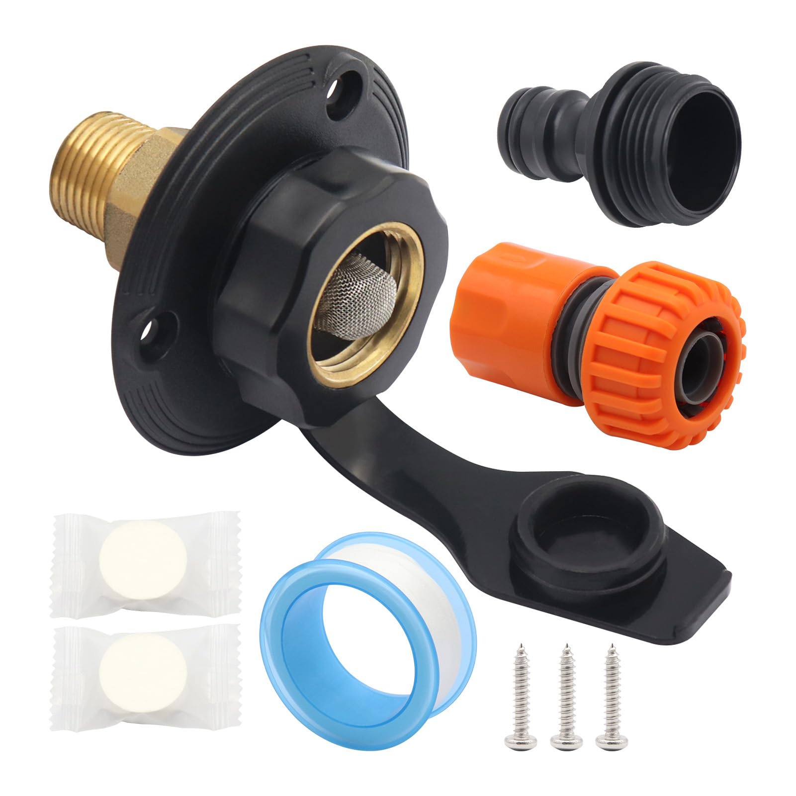 Auyxssz Women's Black Upgrade Water Connection With Rv City Water Inlet With Check Valve And Quick Connector Set Suitable For Trailers Rv City Inlet Check Valve And Quick,