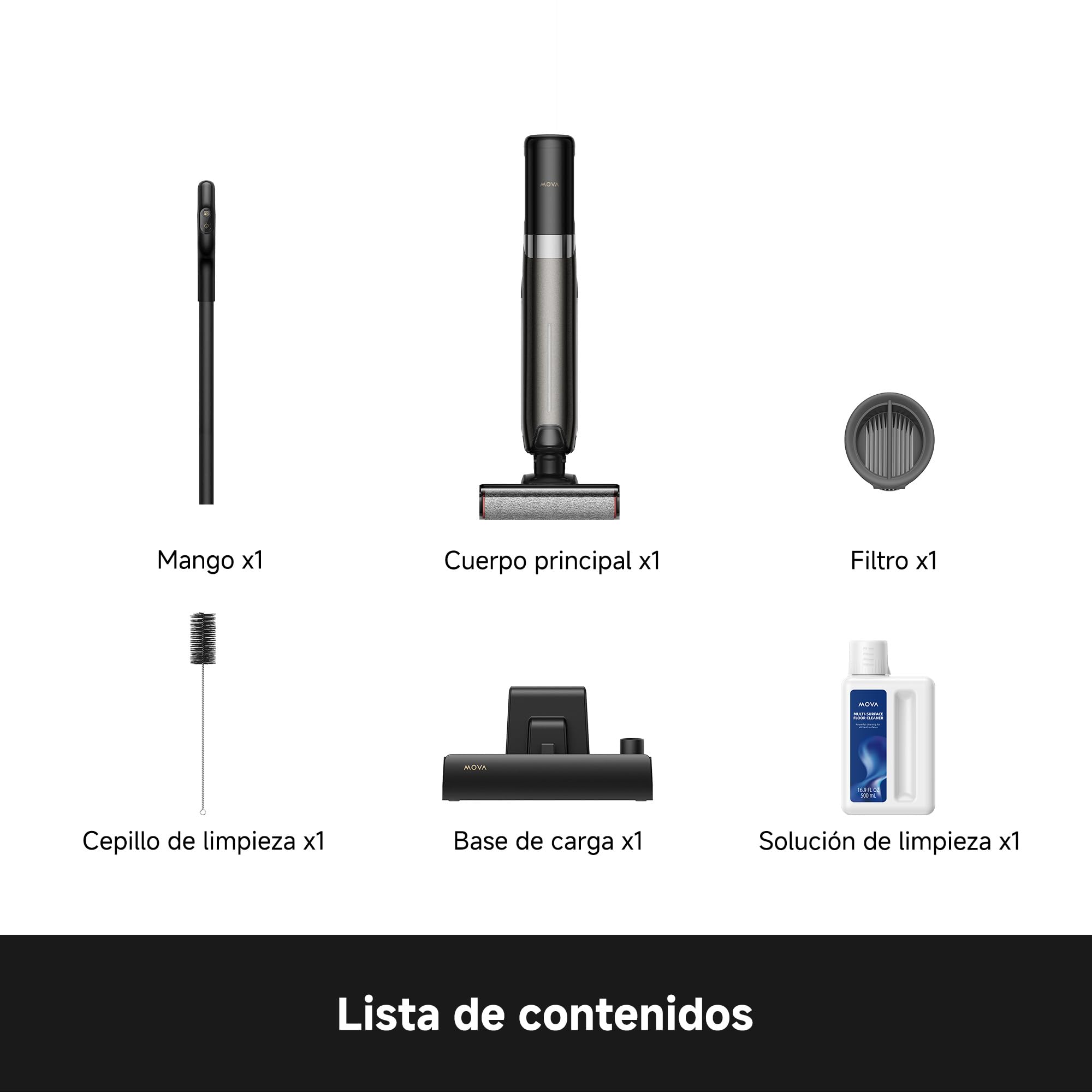 Mova M10 Air Set, Aspirador en seco y húmedo, 20.000 Pa de succión, autolimpieza con Aire Caliente (60 ℃), Alcance de 180° en Horizontal, friega por los Dos Bordes a 500 RPM