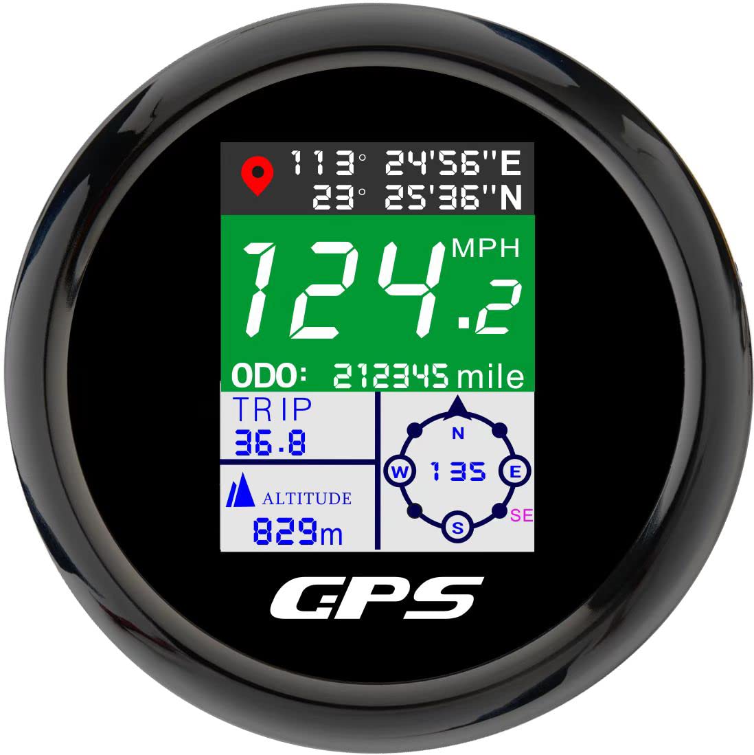 85mm GPS Speedometer Odometer Digital Dashboard Gauge Replacement for Motorcycle Boat Car RV Camper with Adjustable MPH Knot Km/h 12 24 Volts (85mm Black+Black)