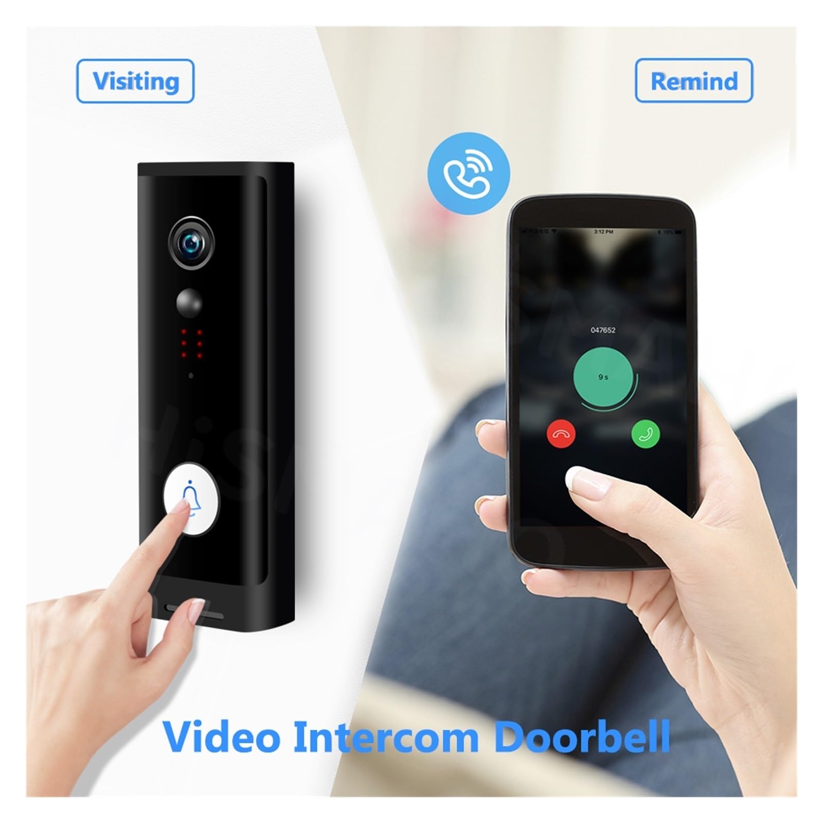 Interphone Visuel Intelligent De Caméra De Sonnette De WiFi De WiFi avec La Vision Nocturne sans Fil De Caméra De Sécurité À La Maison De Carillon(Size:Option 2 White)